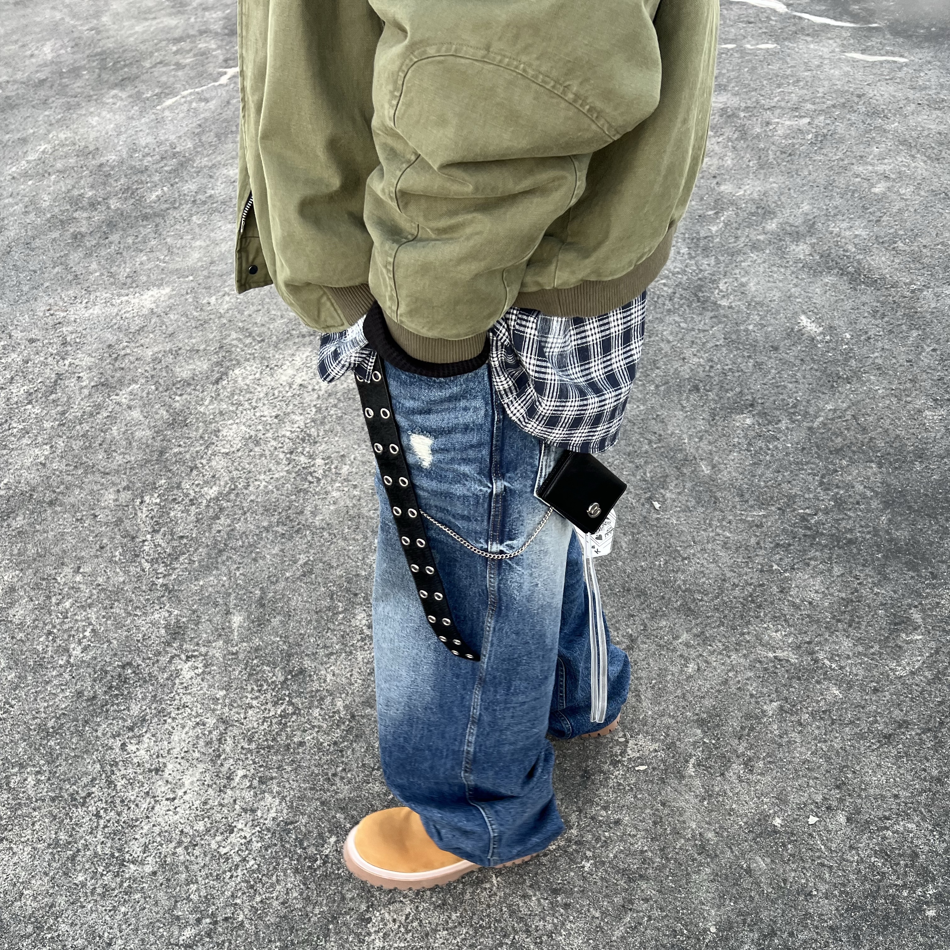 Nonnod Double Pocket Japanese Denim Mid Blue, Nonnod Sulfur Dye Serge Bomber Jacket Vintage Khaki 착용 스타일 - 3