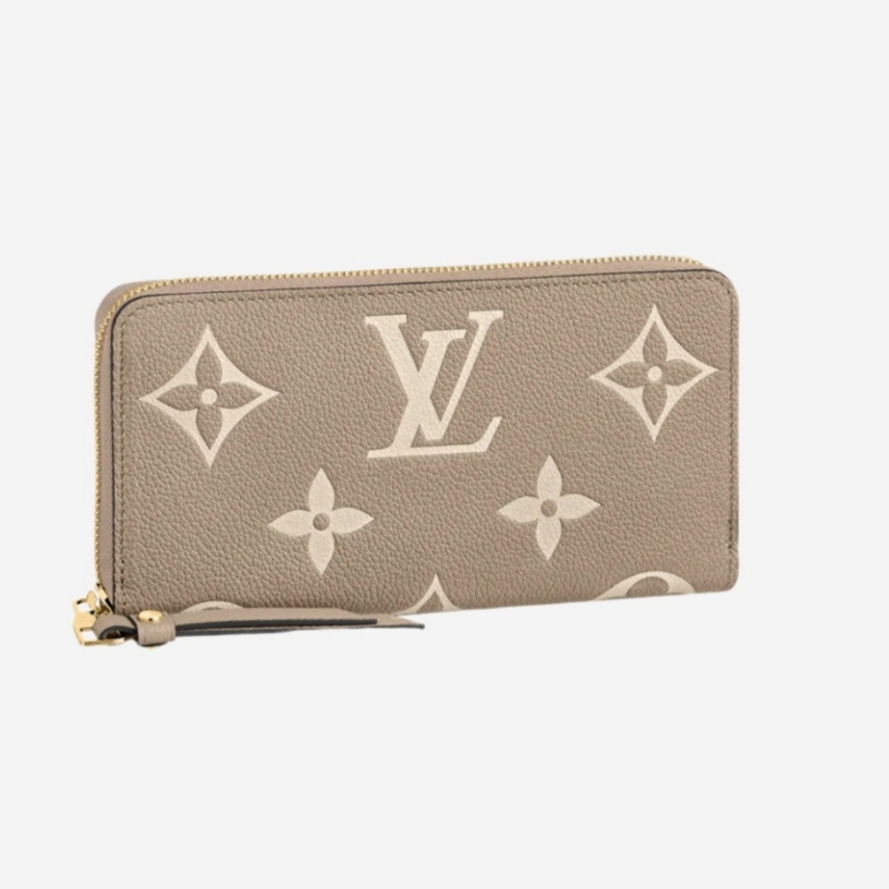 Louis Vuitton Zippy Wallet Bicolor Monogram Empreinte Tourterelle Grey Cream 착용 스타일