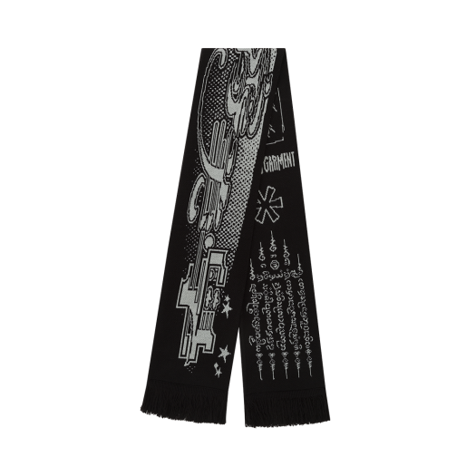 40820 Kashiko Jacquard Knit Scarf Black