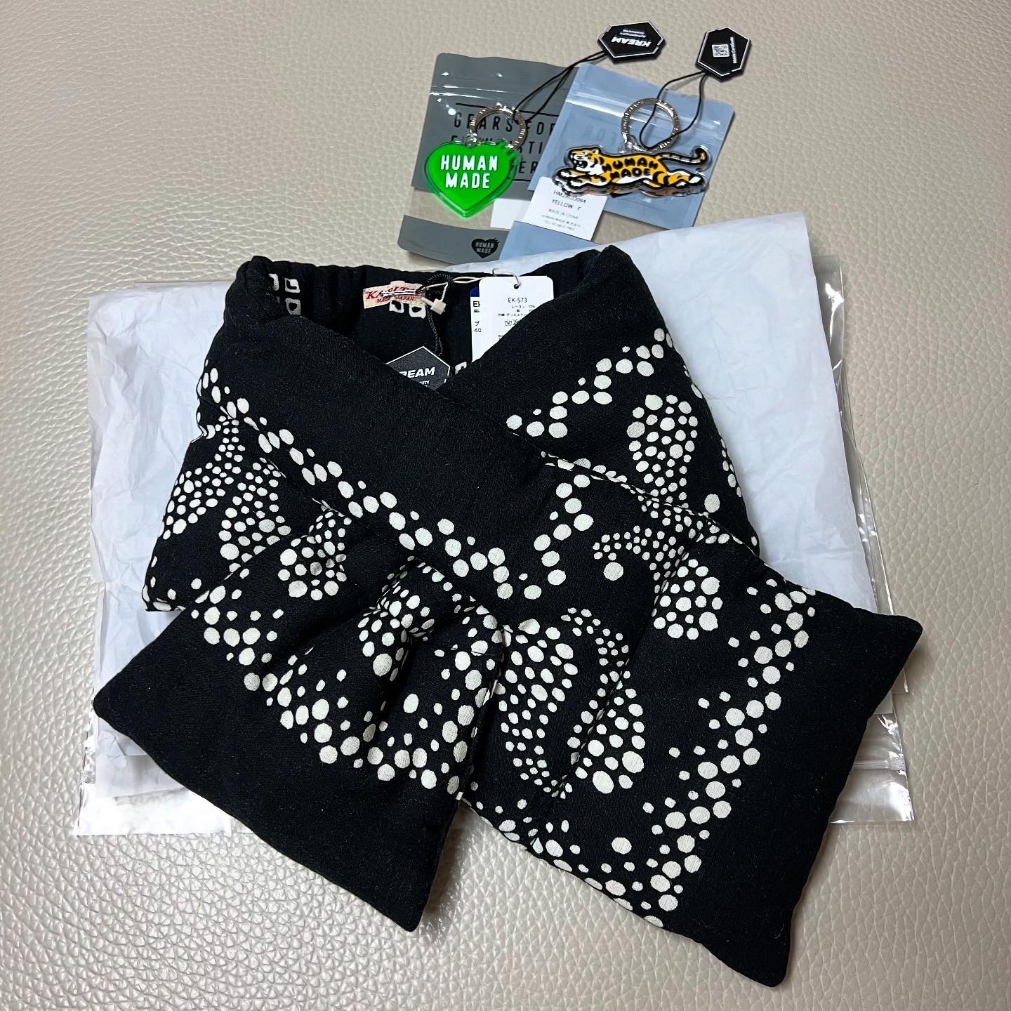 Kapital Hemp Rayon Bandana Pattern Kesa Muffler Black 착용 스타일 - 1