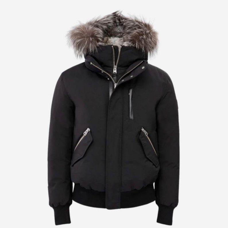 Mackage Dixon 2-In-1 Nordic Tech Down Bomber with Silver Fox Fur Black Silver 착용 스타일
