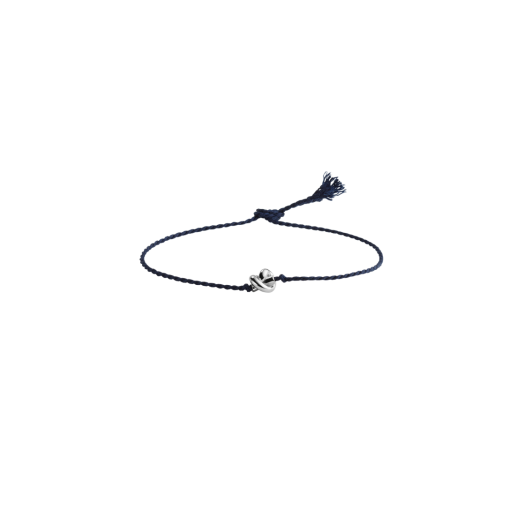 Bottega Veneta Friendship Silk Bracelet Silver Deep Blue