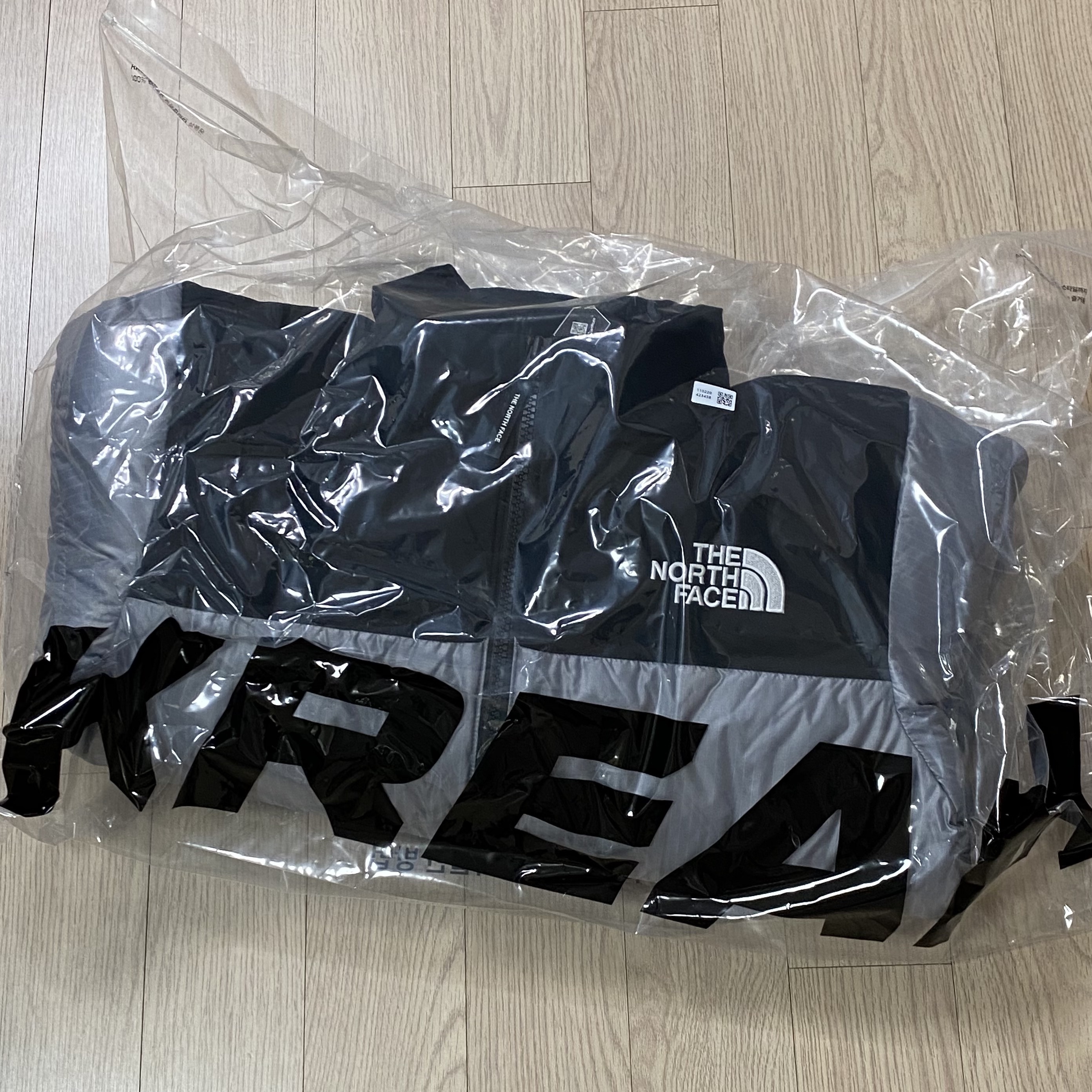 The North Face White Label Novelty Nuptse Down Jacket Heather Gray 착용 스타일