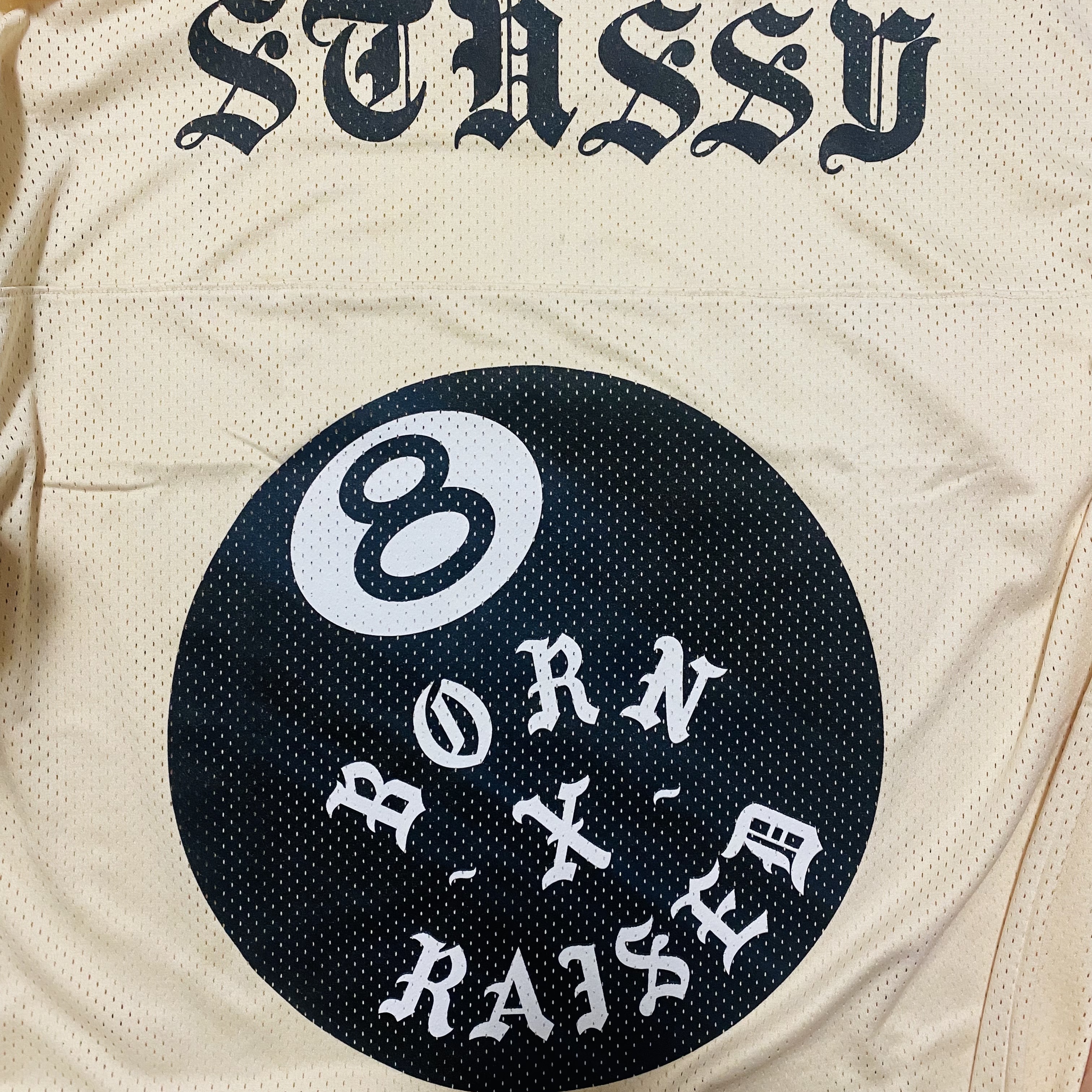 Stussy x Born X Raised Cookies & Cream Football Jersey Cream 착용 스타일