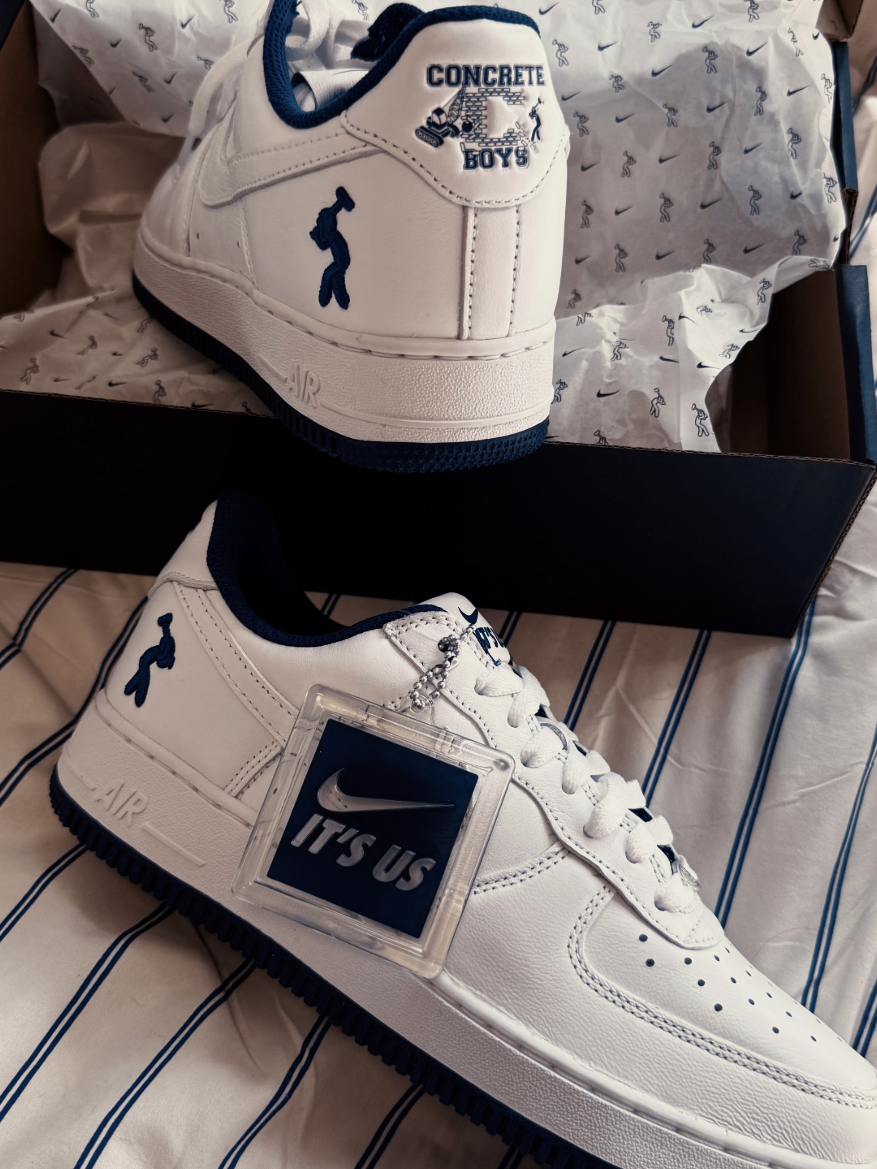 Nike x Lil Yachty Us Force 1 Low White and Midnight Navy 착용 스타일