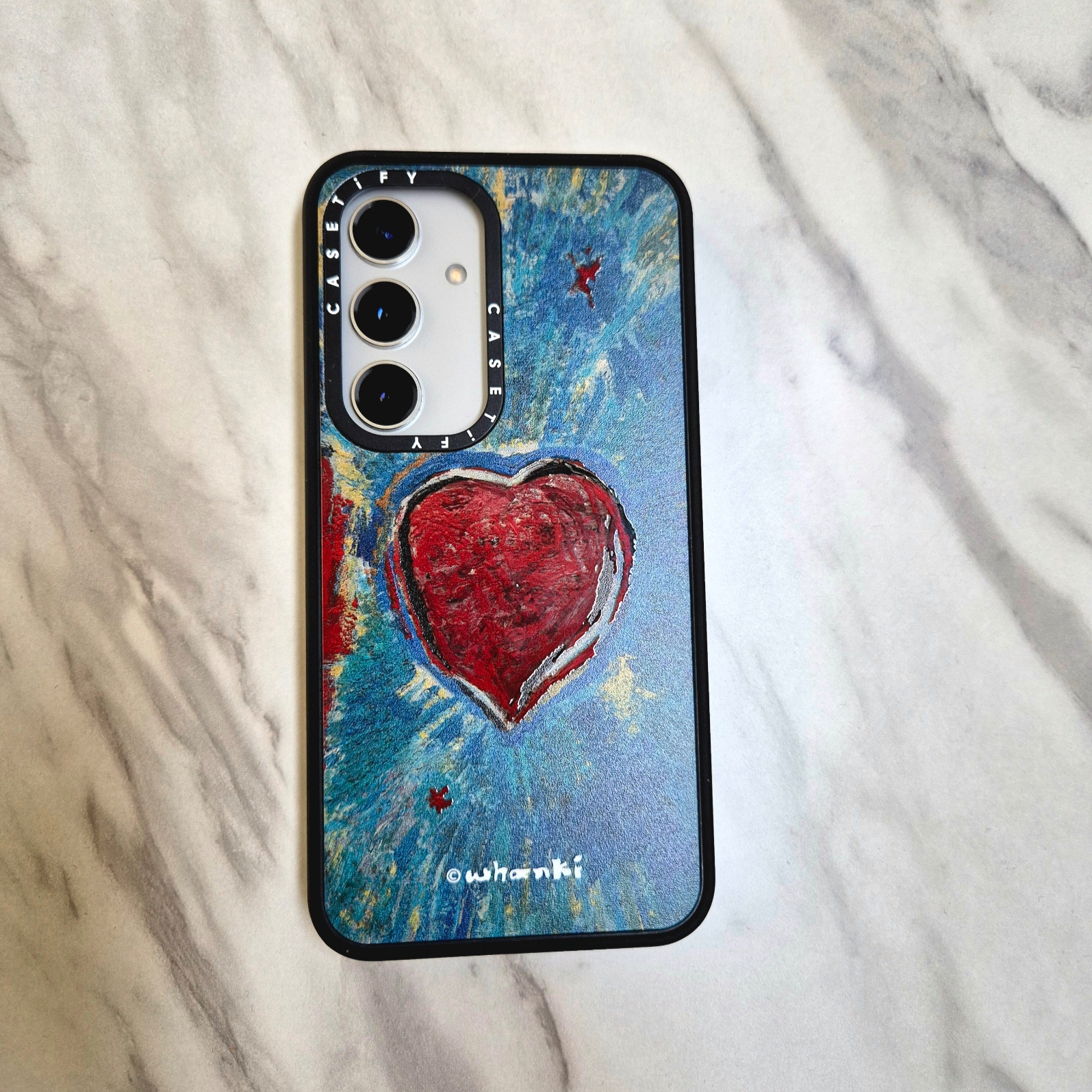 Casetify iPhone Floating People #1 Magsafe Impact Case Sheer Classic Blue 착용 스타일 - 3