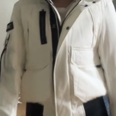 (W) National Geographic Taruga Fur Trim Hood Goose Down Jumper Sugar Swizzle Ivory 착용 스타일