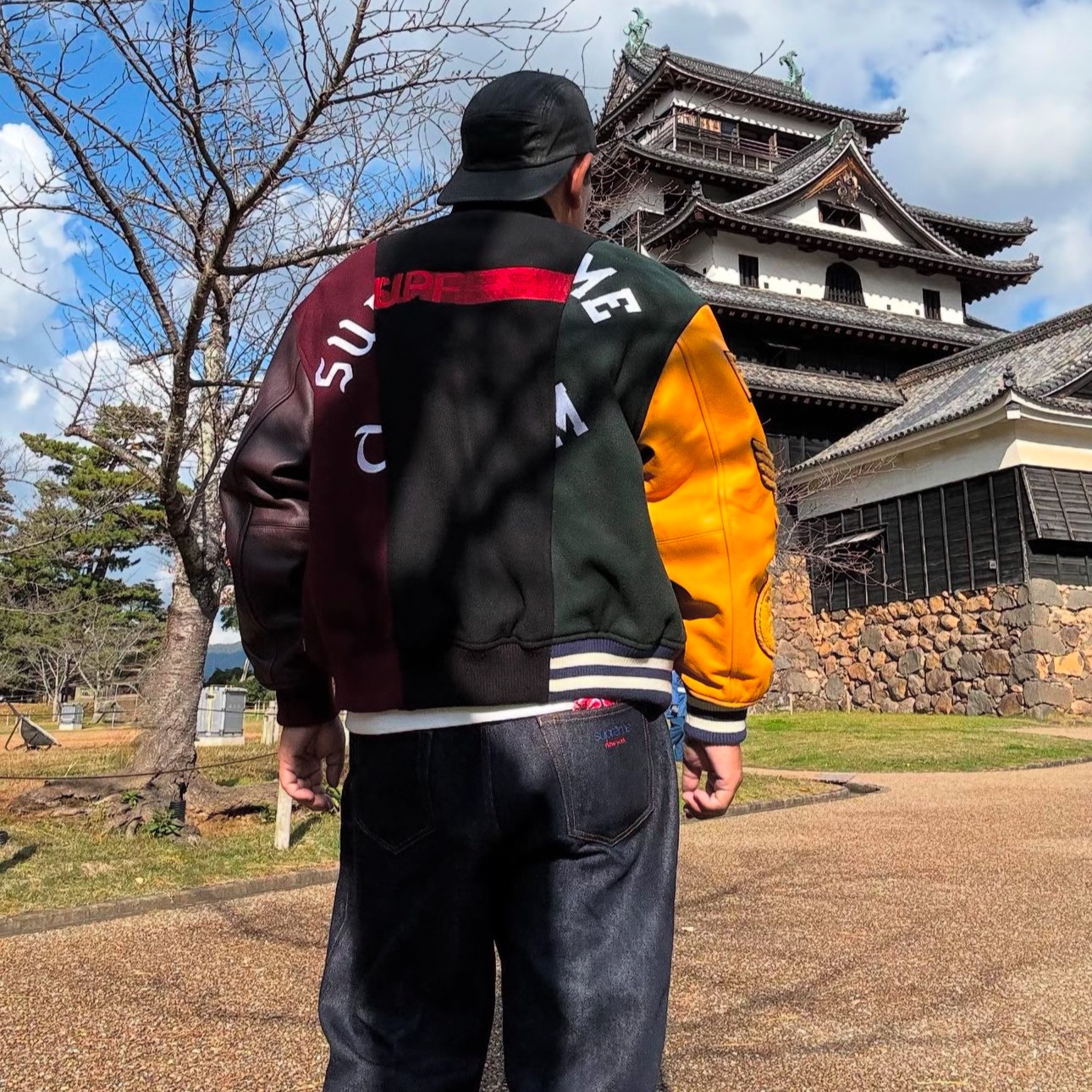 Supreme x MM6 Maison Margiela Split Varsity Jacket Multicolor - 24SS 착용 스타일