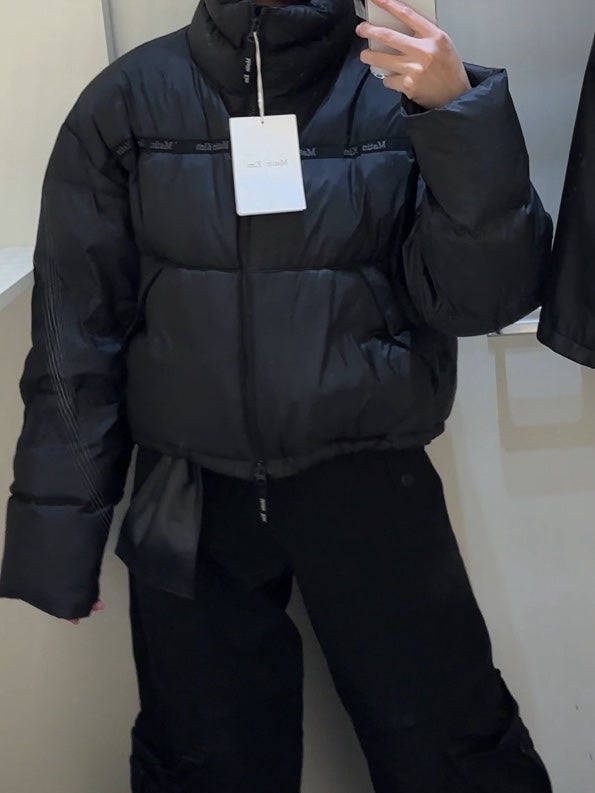 (W) Matin Kim Taping Puffer Down Jumper Black 착용 스타일 - 3