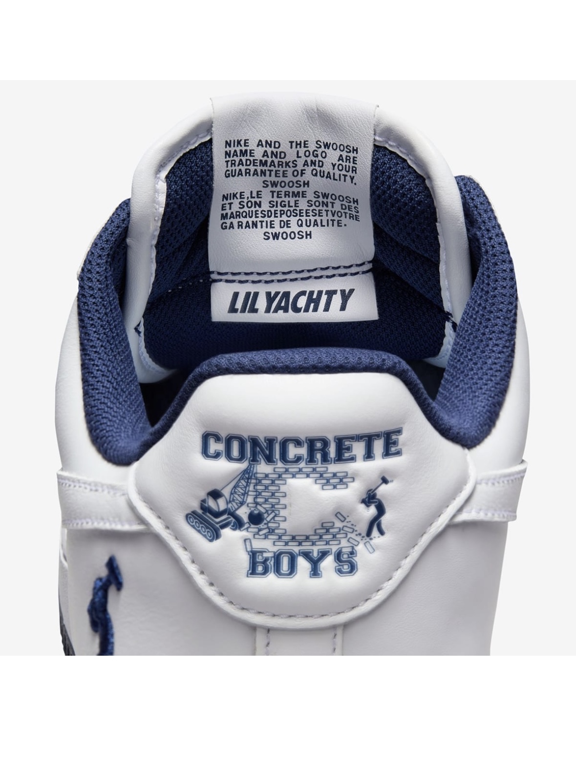 Nike x Lil Yachty Us Force 1 Low White and Midnight Navy, Nike x Nigo Varsity Jacket Speed Yellow (FV5670-735) 착용 스타일 - 2