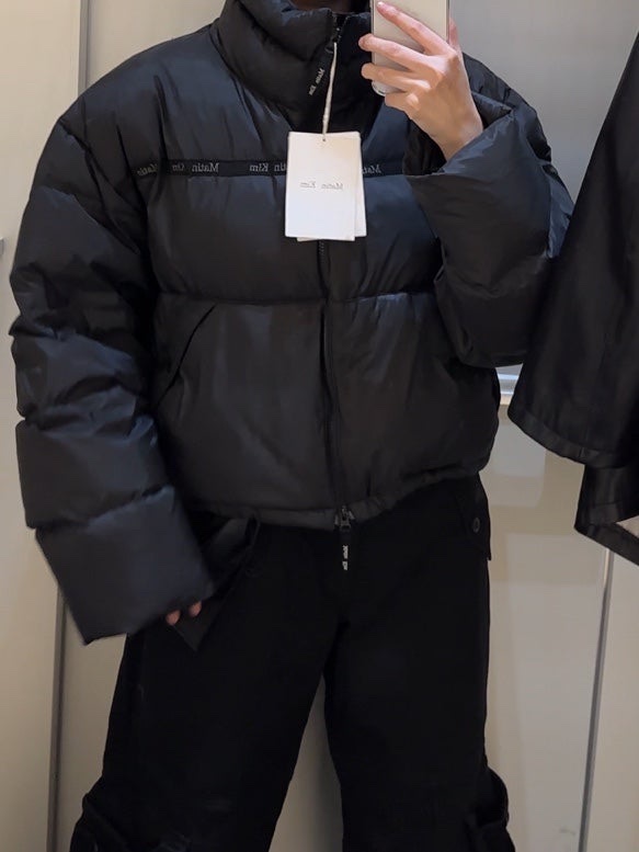 (W) Matin Kim Taping Puffer Down Jumper Black 착용 스타일 - 2