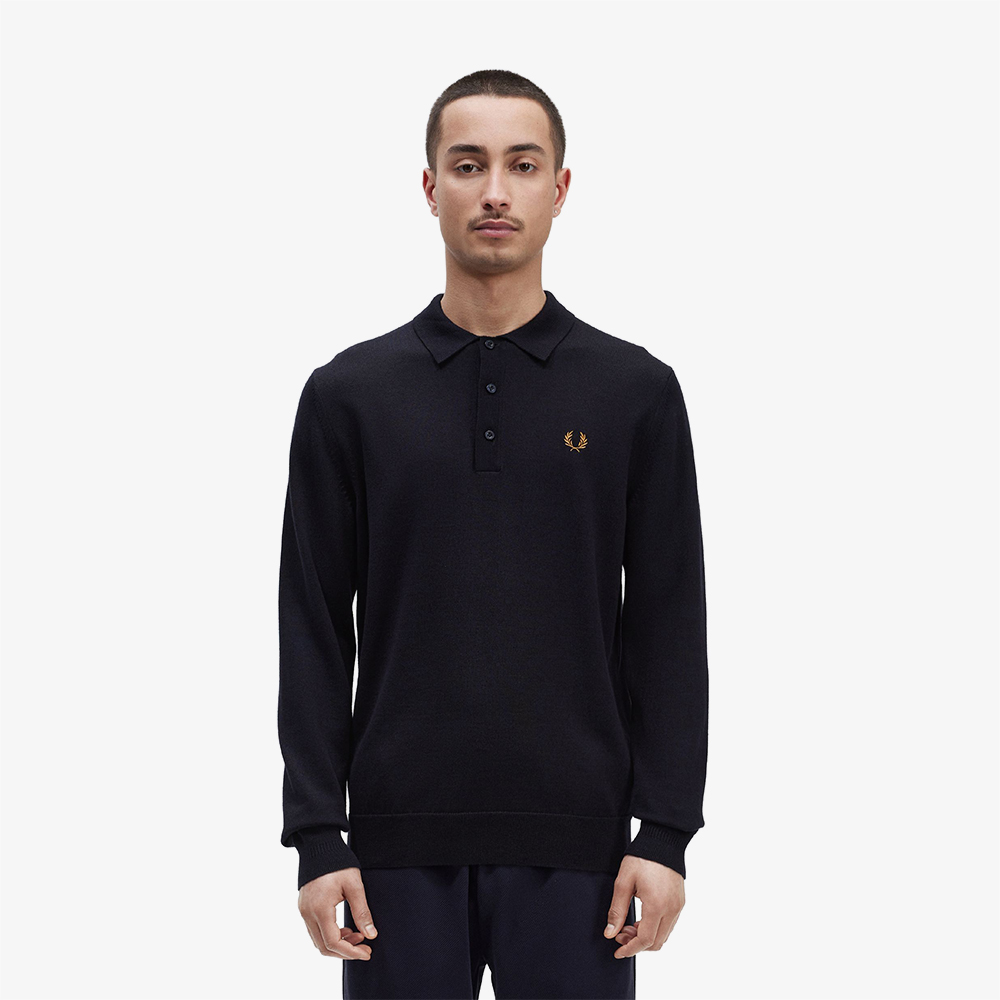 프레드페리 롱 슬리브 클래식 니트 셔츠 네이비(Fred Perry Classic Knitted Long Sleeve Shirt Navy) - 2