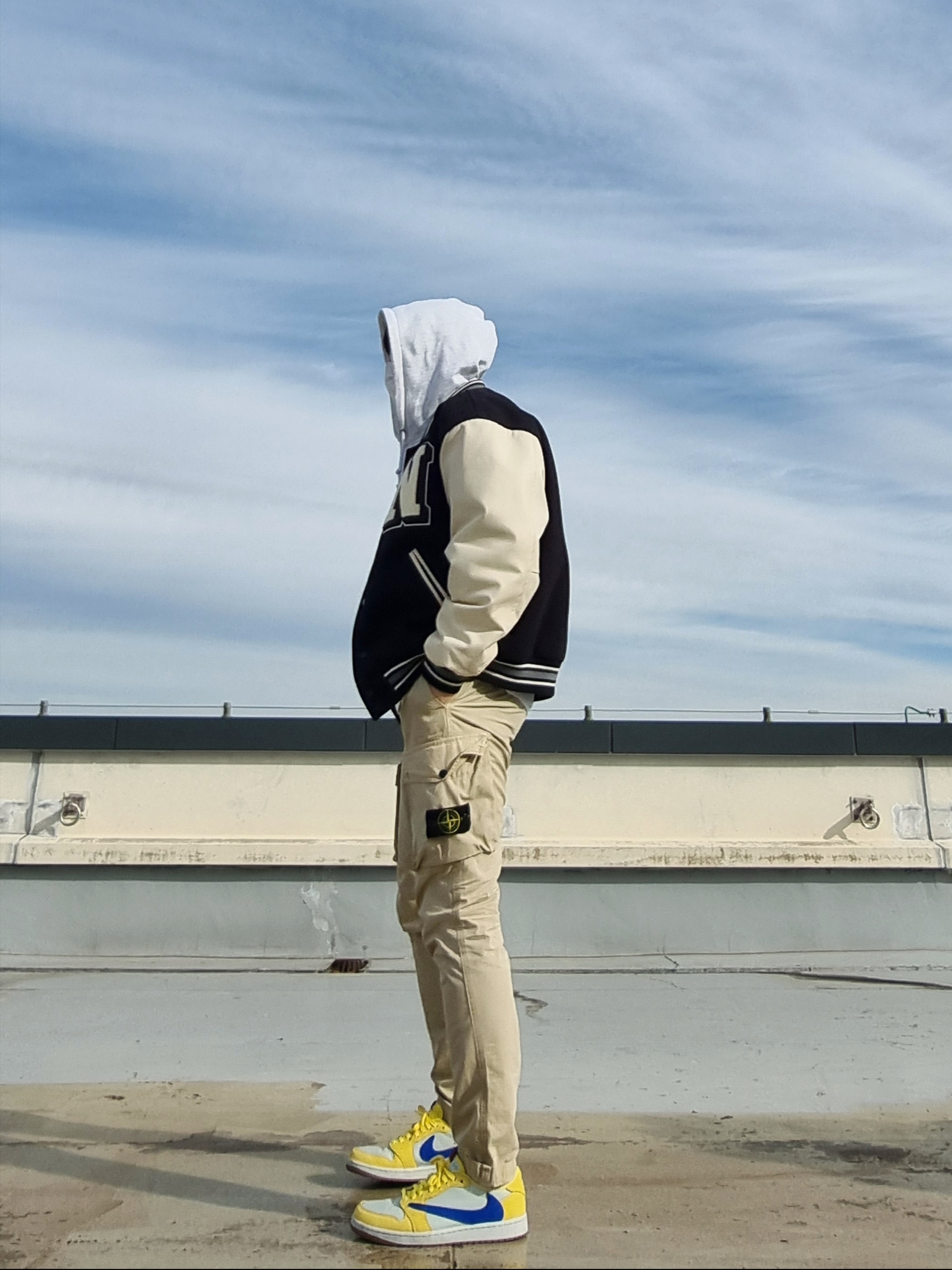 Stussy Basic Stussy Hoodie Ash Heather 2021, (W) Jordan 1 x Travis Scott Retro Low OG SP Canary 착용 스타일 - 5