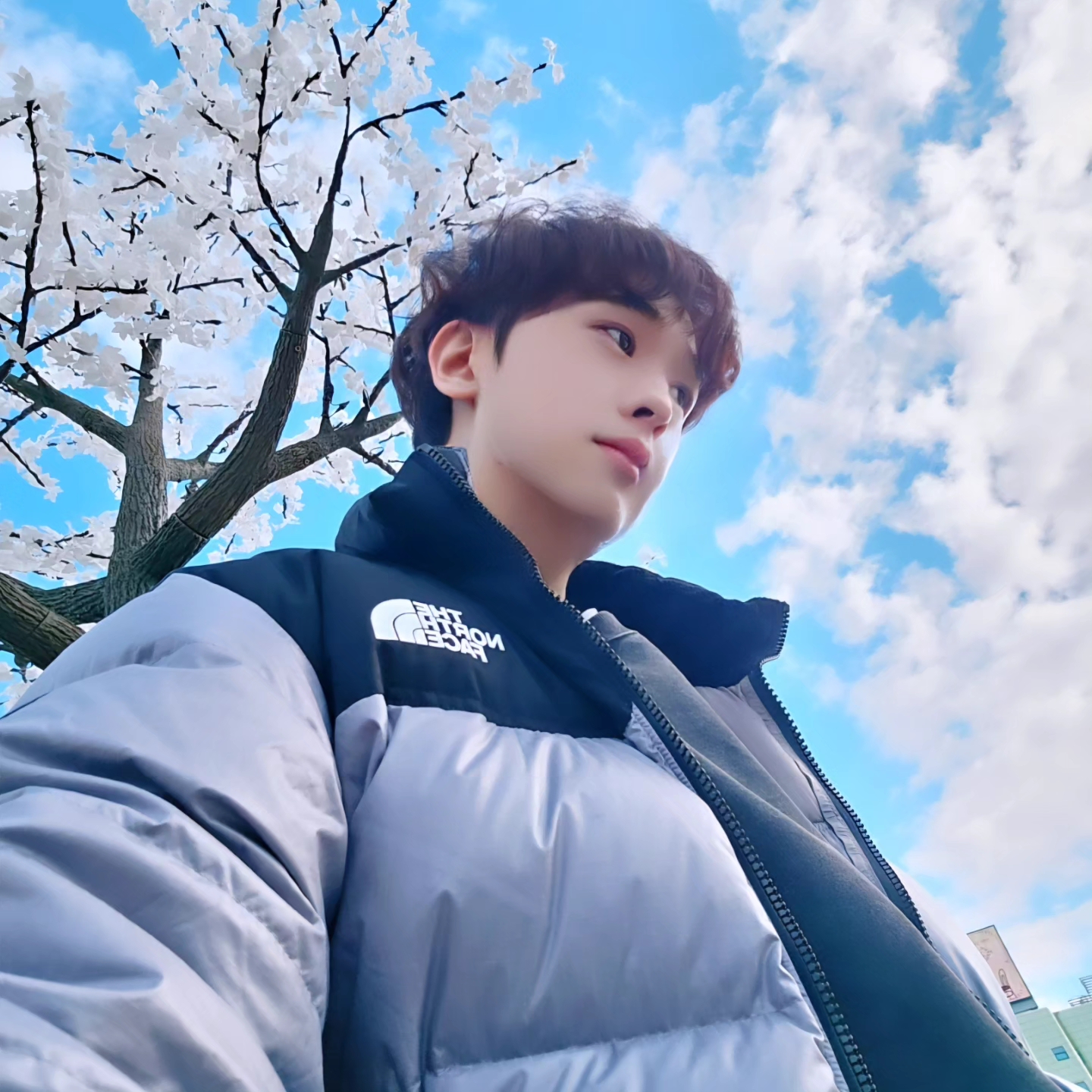 The North Face White Label Novelty Nuptse Down Jacket Heather Gray, Asics x Unaffected Gel-Kayano 14 Silver Moon 착용 스타일 - 2
