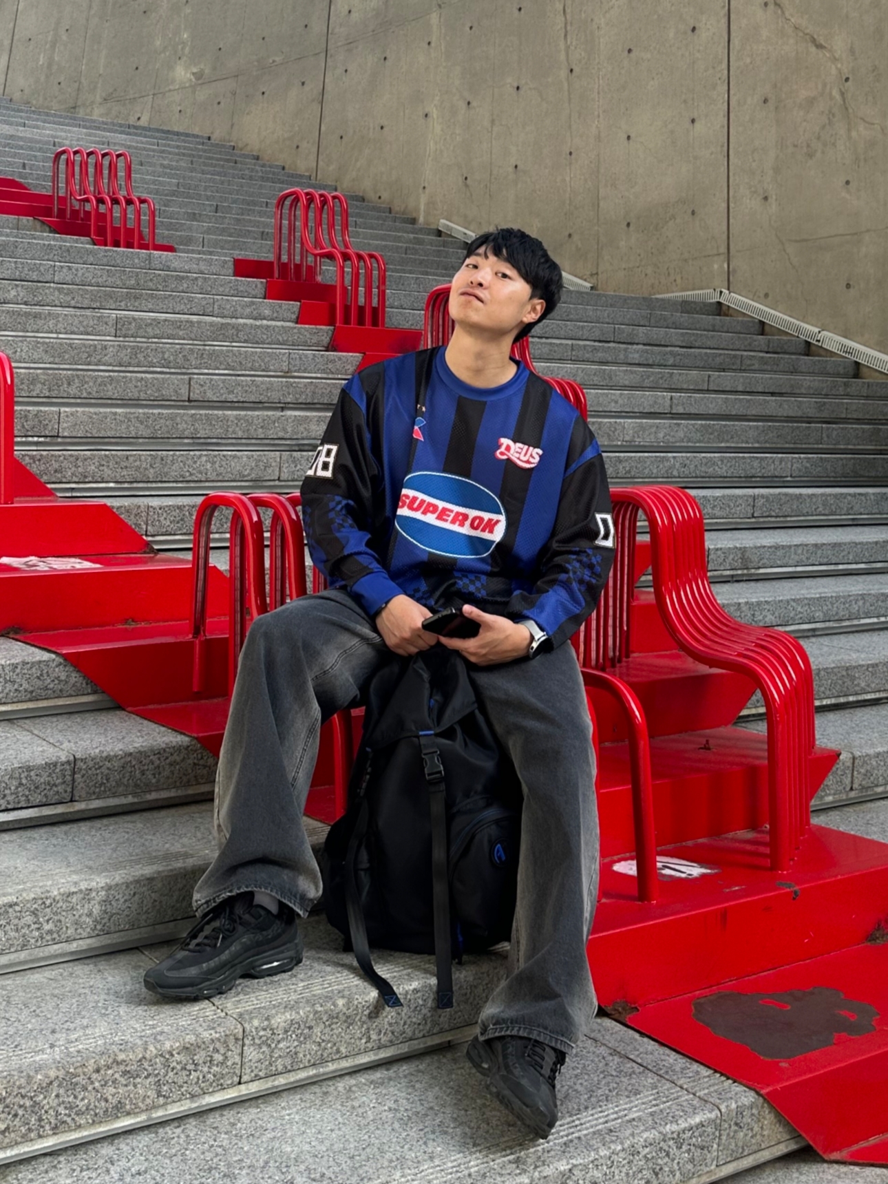 Nike Air Max 95 Hidden Reflective, Ader Error x Zara Backpack Black 착용 스타일 - 2