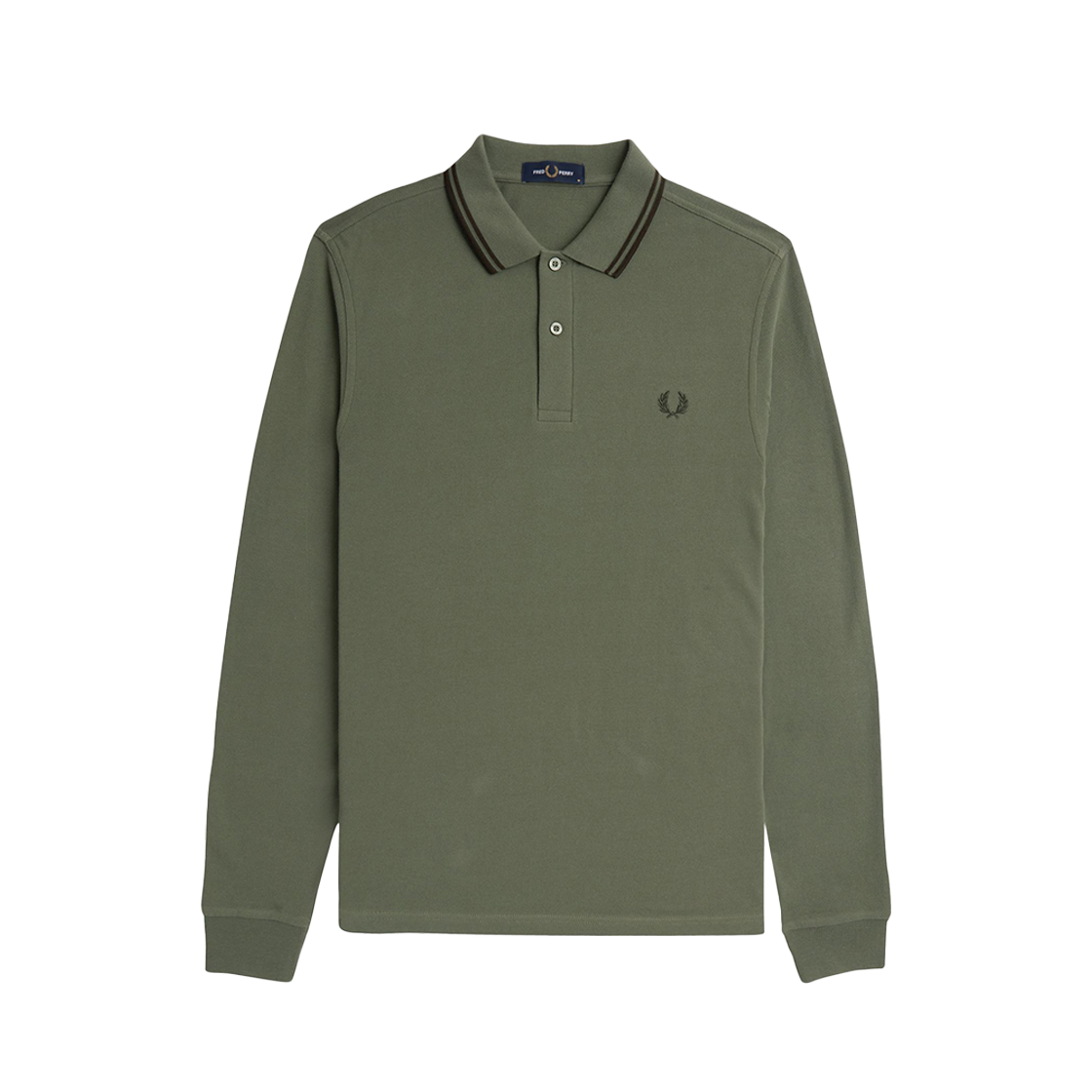 AFPM2433636-W49 Fred Perry Long Sleeve Twin Tipped Fred Perry Shirt Laurel Wreath Green