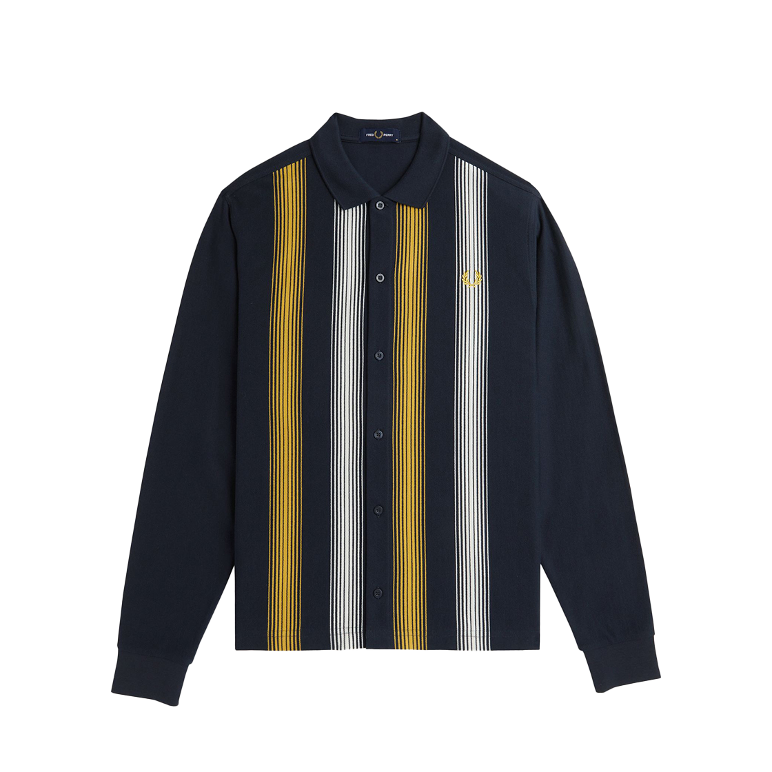 AFPM243M545-608 Fred Perry Ombre Stripe Long Sleeve Polo Shirt Navy