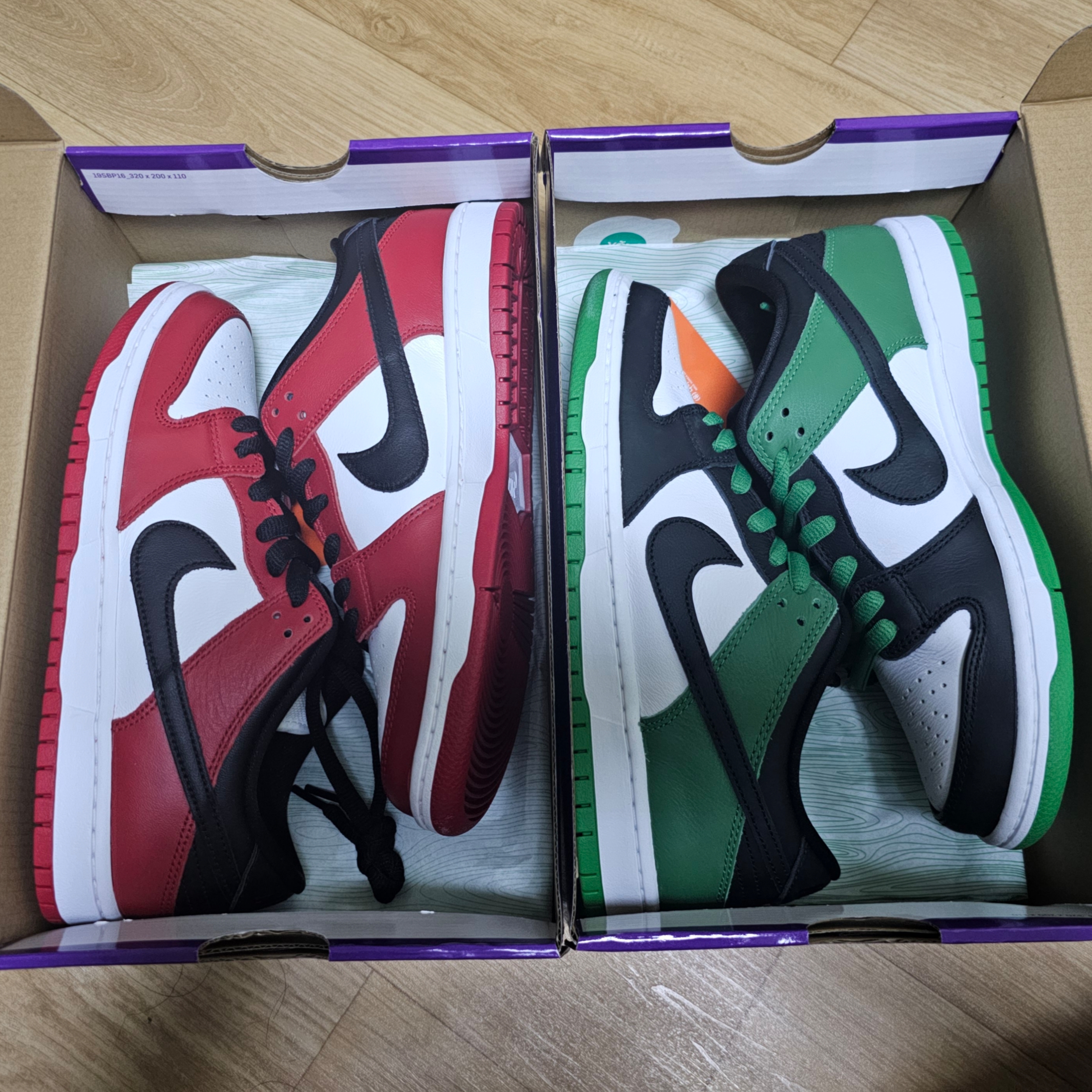 Nike SB Dunk Low Pro Chicago, Nike SB Dunk Low Pro Black and Classic Green 착용 스타일 - 1