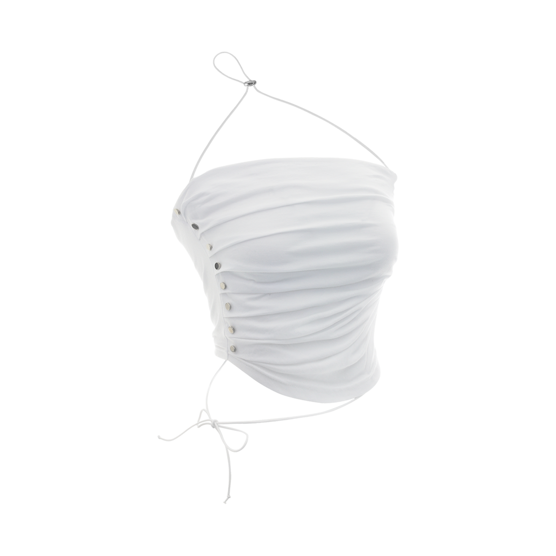 BF24TOW01 BNFROM From Button Shirring Top White