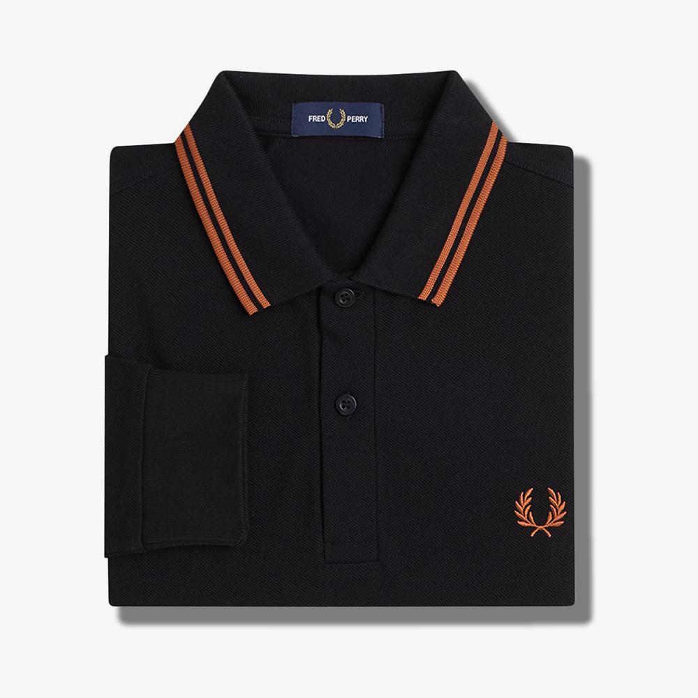 프레드페리 롱 슬리브 트윈 팁 프레드페리 셔츠 블랙/마멀레이드(Fred Perry Long Sleeve Twin Tipped Fred Perry Shirt Black) - 6