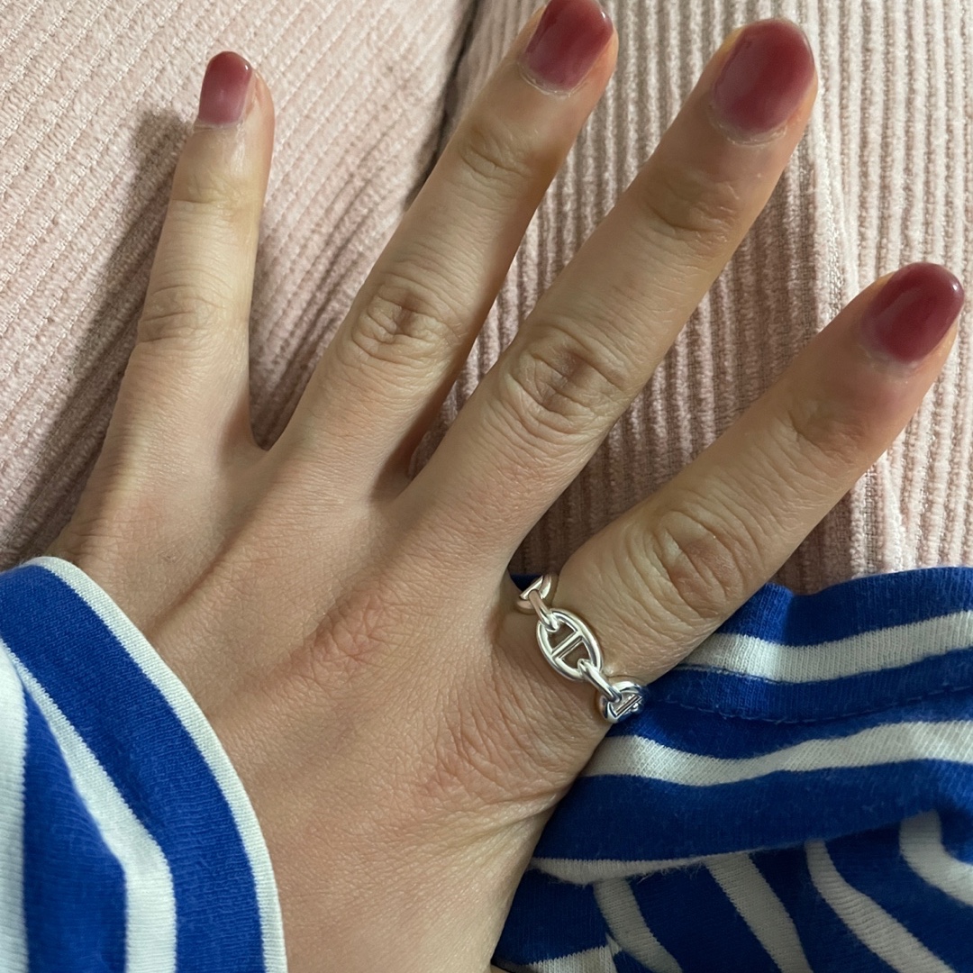 (W) Hermes Small Chaine D'Ancre Enchainee Ring Sterling Silver 착용 스타일