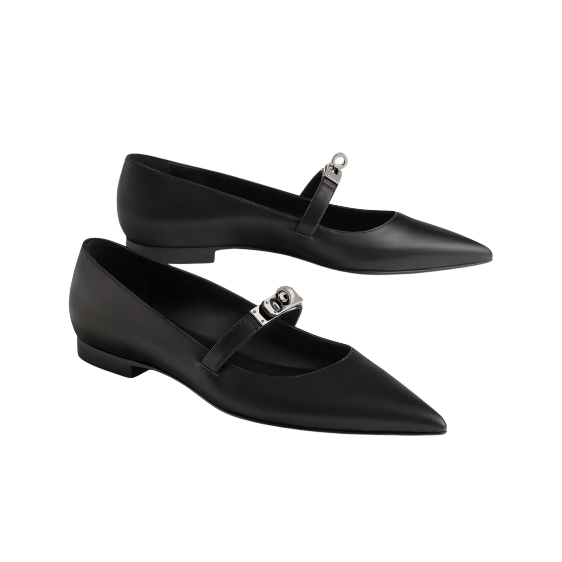 (W) 에르메스 켈리 발레 플랫 카프스킨 & 팔라듐 하드웨어 누아((W) Hermes Kelly Ballet Flat Calfskin & Palladium Noir) - 2