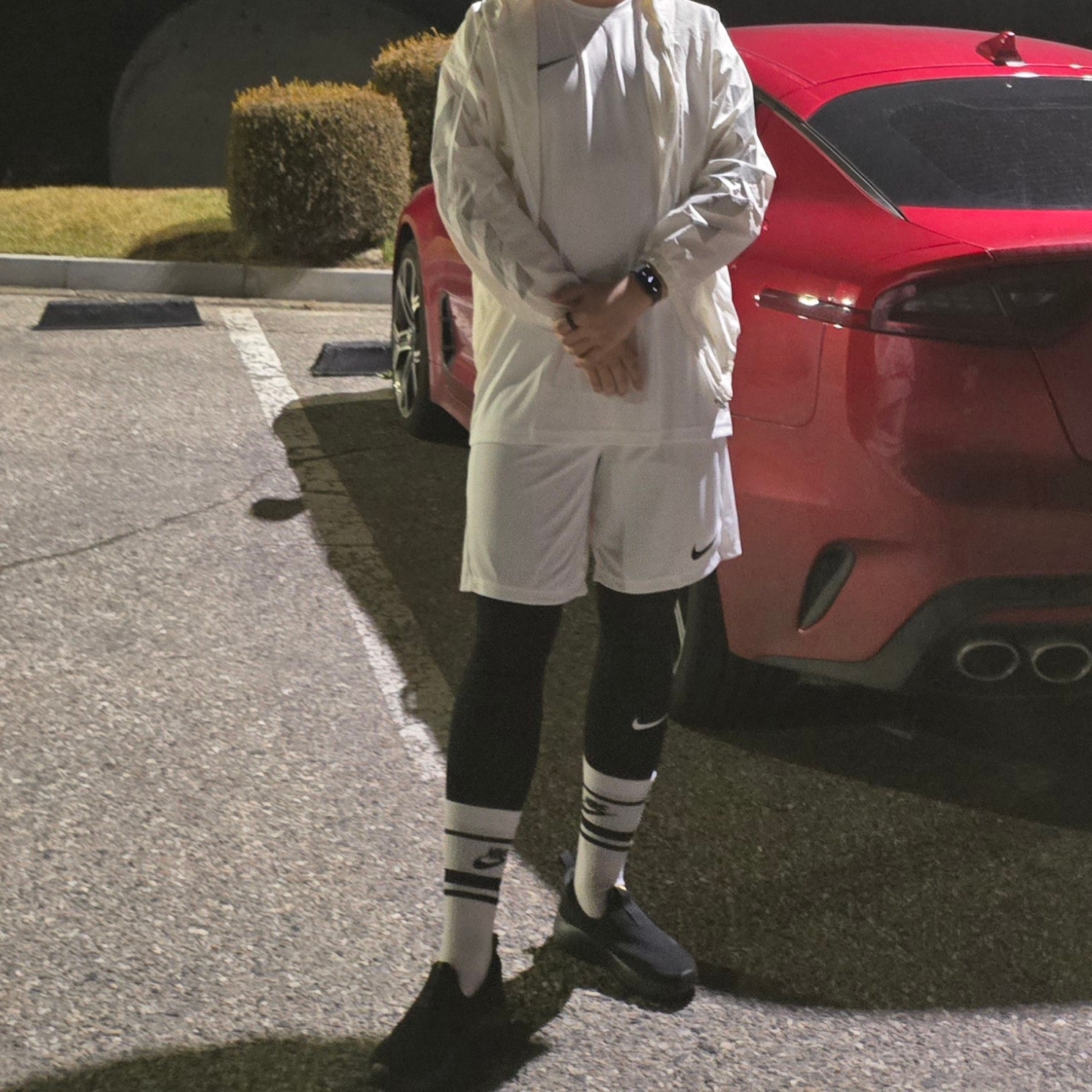 Nike Dri-Fit Park 20 Swoosh Short Sleeve Top White, Nike Dri-Fit Park 3 Shorts White 착용 스타일