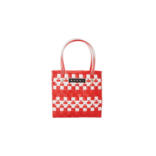 (Kids) Marni Woven Check Basket Bag Red