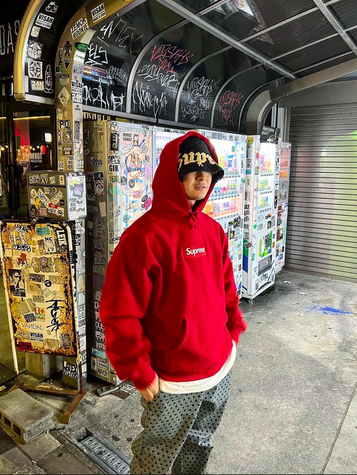 Supreme Box Logo Hooded Sweatshirt Red - 23FW 착용 스타일 - 2