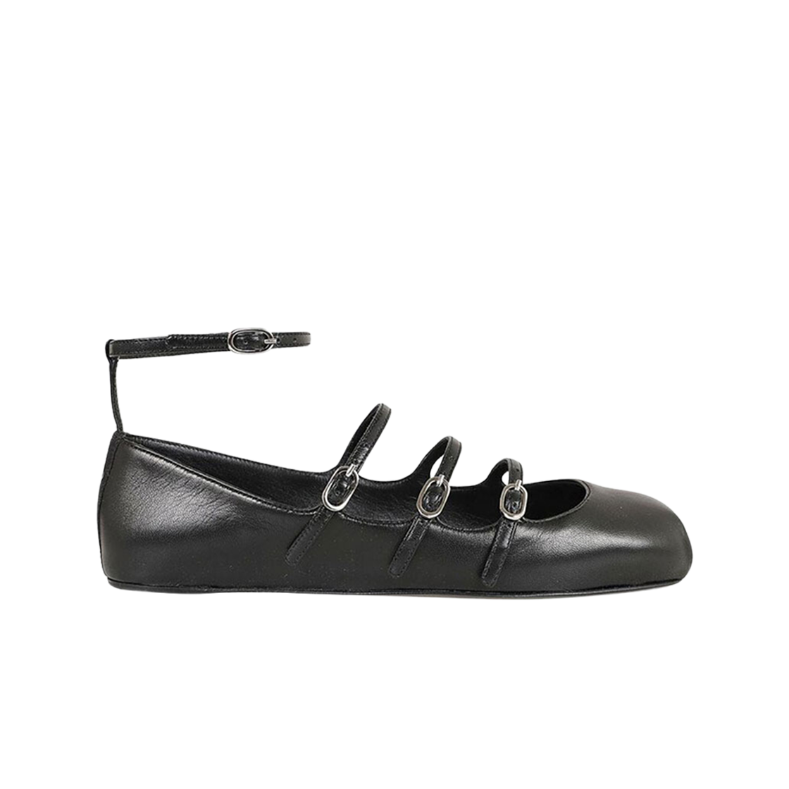(W) 알렉산더 맥퀸 스트랩 발레 플랫 블랙((W) Alexander McQueen Strap Ballet Flat Black)