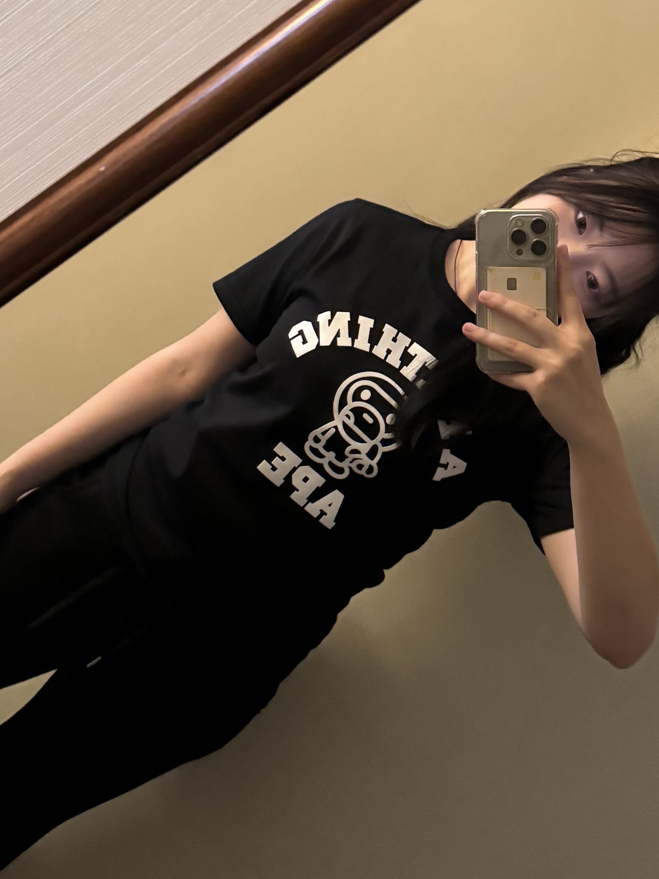 (W) BAPE Baby Milo College Black 착용 스타일