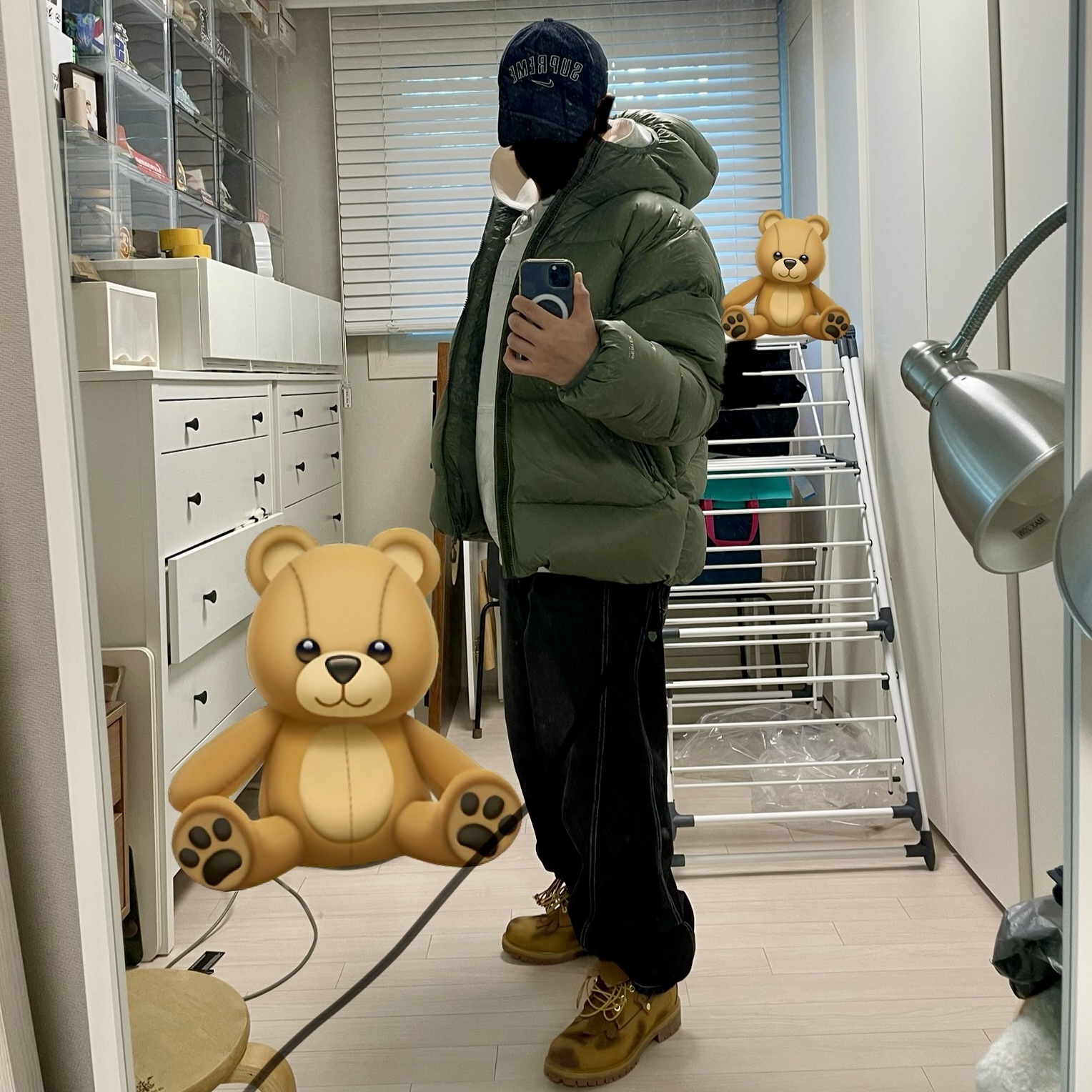Palace Pertex Opaque Balaclava Puffa Green - 24FW, Timberland x Surgery 6 inch Boot Yellow - Wide 착용 스타일 - 3