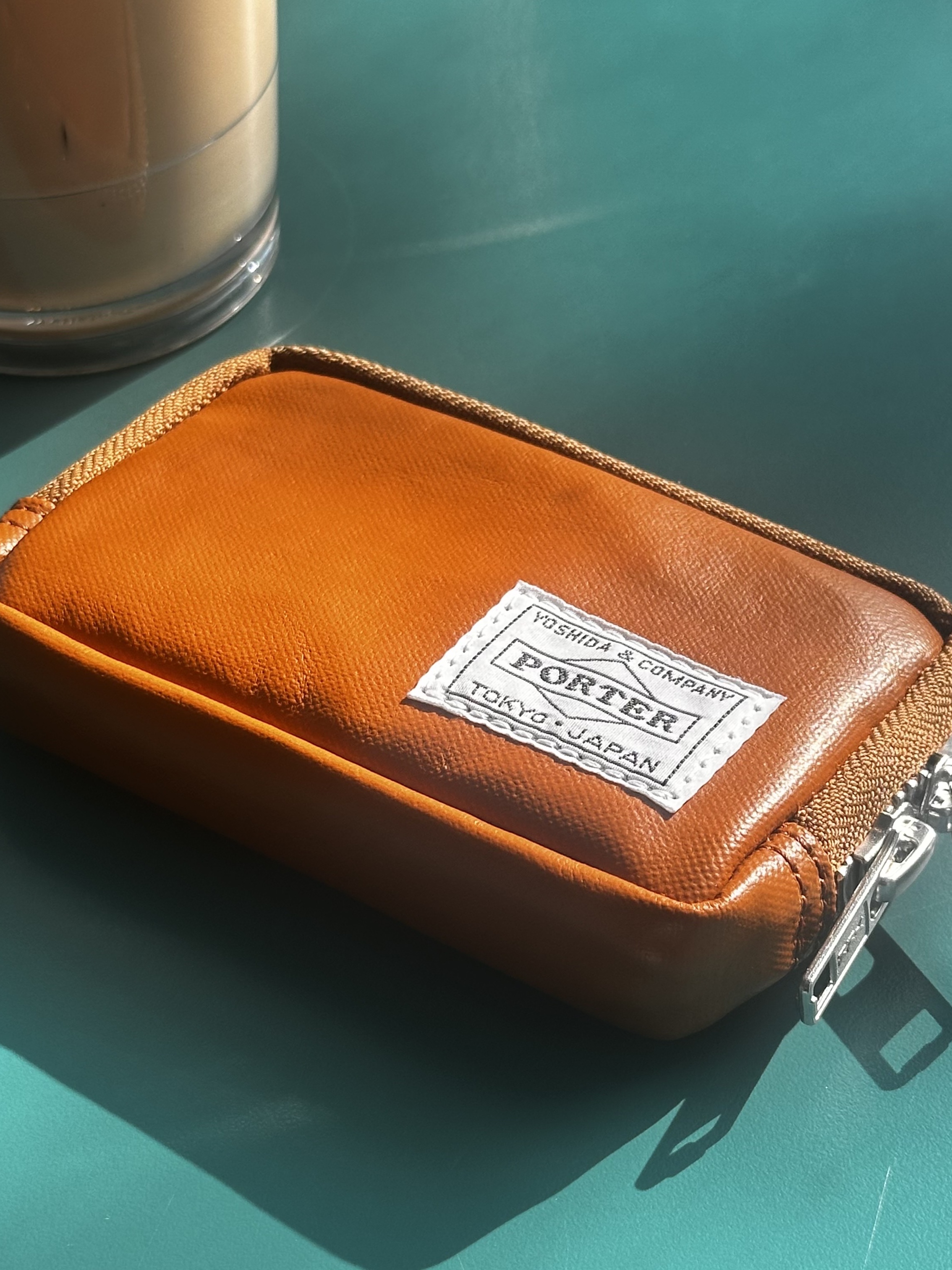 Kapital Drunken Striped Fleece Zip Blouson Khaki, Porter Freestyle Multi Coin Case Camel 착용 스타일 - 3