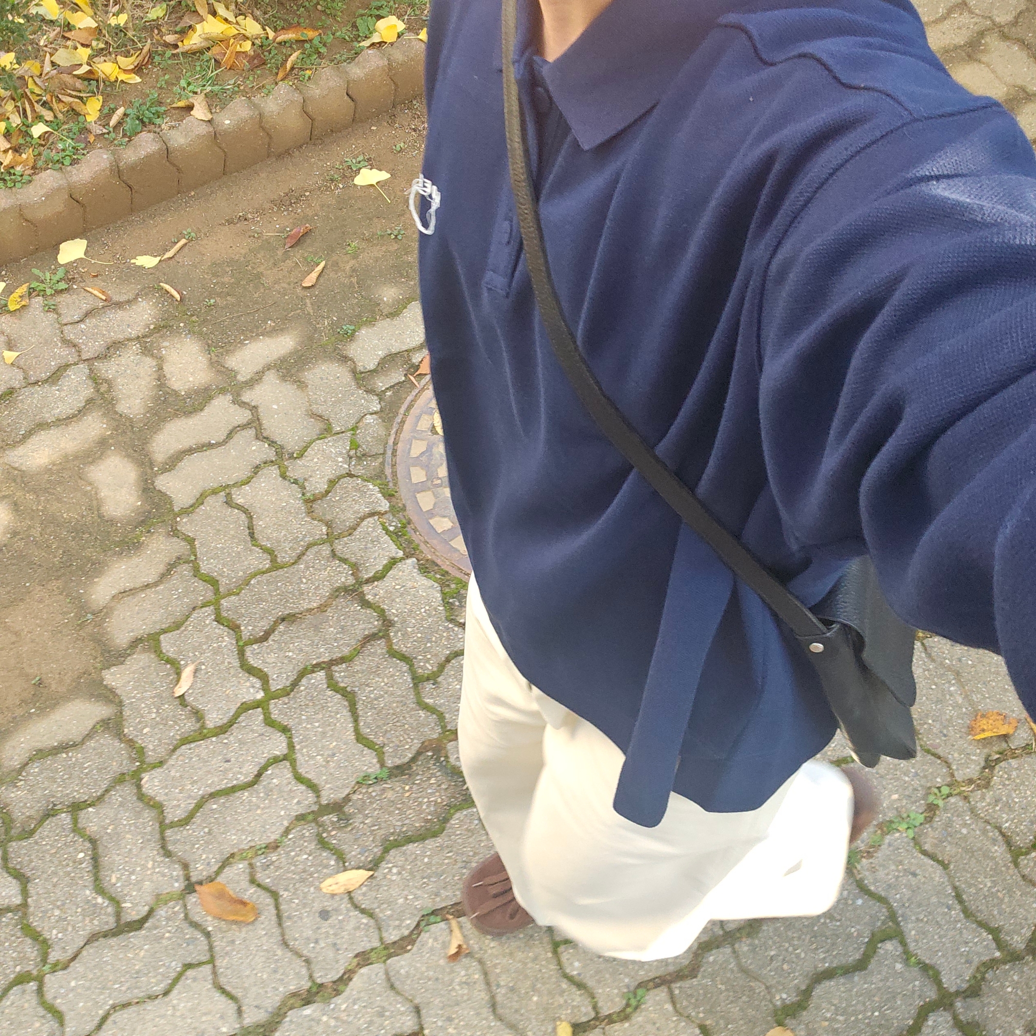 Mistake Project Como Brown, Ader Error Needle Logo Polo Shirt Navy 착용 스타일 - 2
