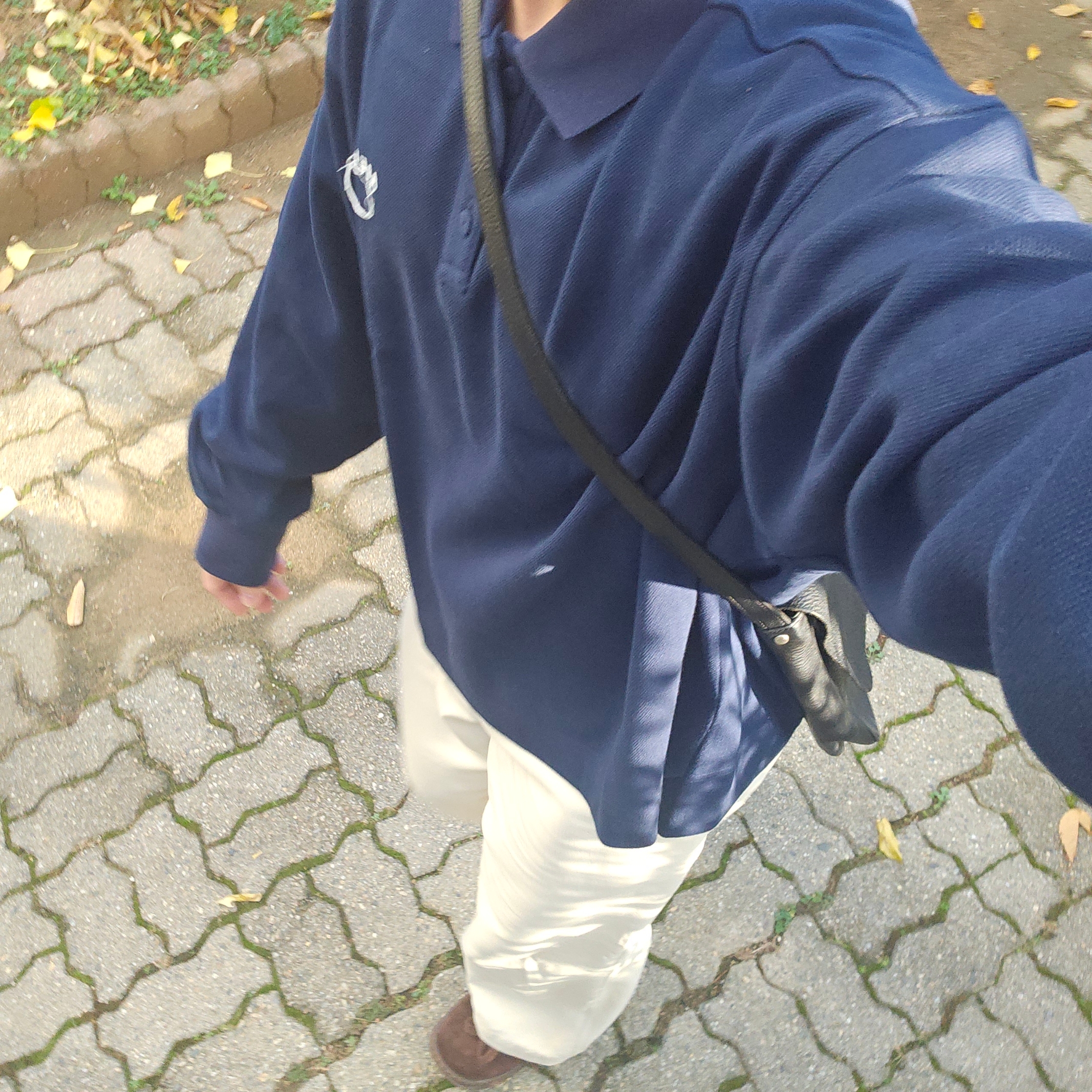 Mistake Project Como Brown, Ader Error Needle Logo Polo Shirt Navy 착용 스타일 - 3