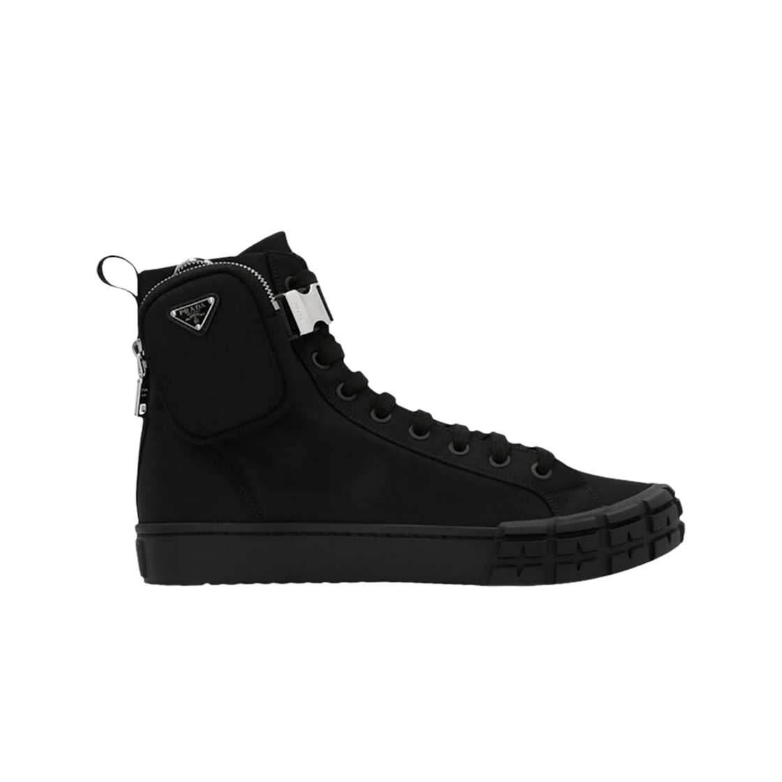 프라다 카세타 휠 리나일론 하이탑 스니커즈 블랙(Prada Cassetta Wheel Re-Nylon High-Top Sneakers Black) - 1