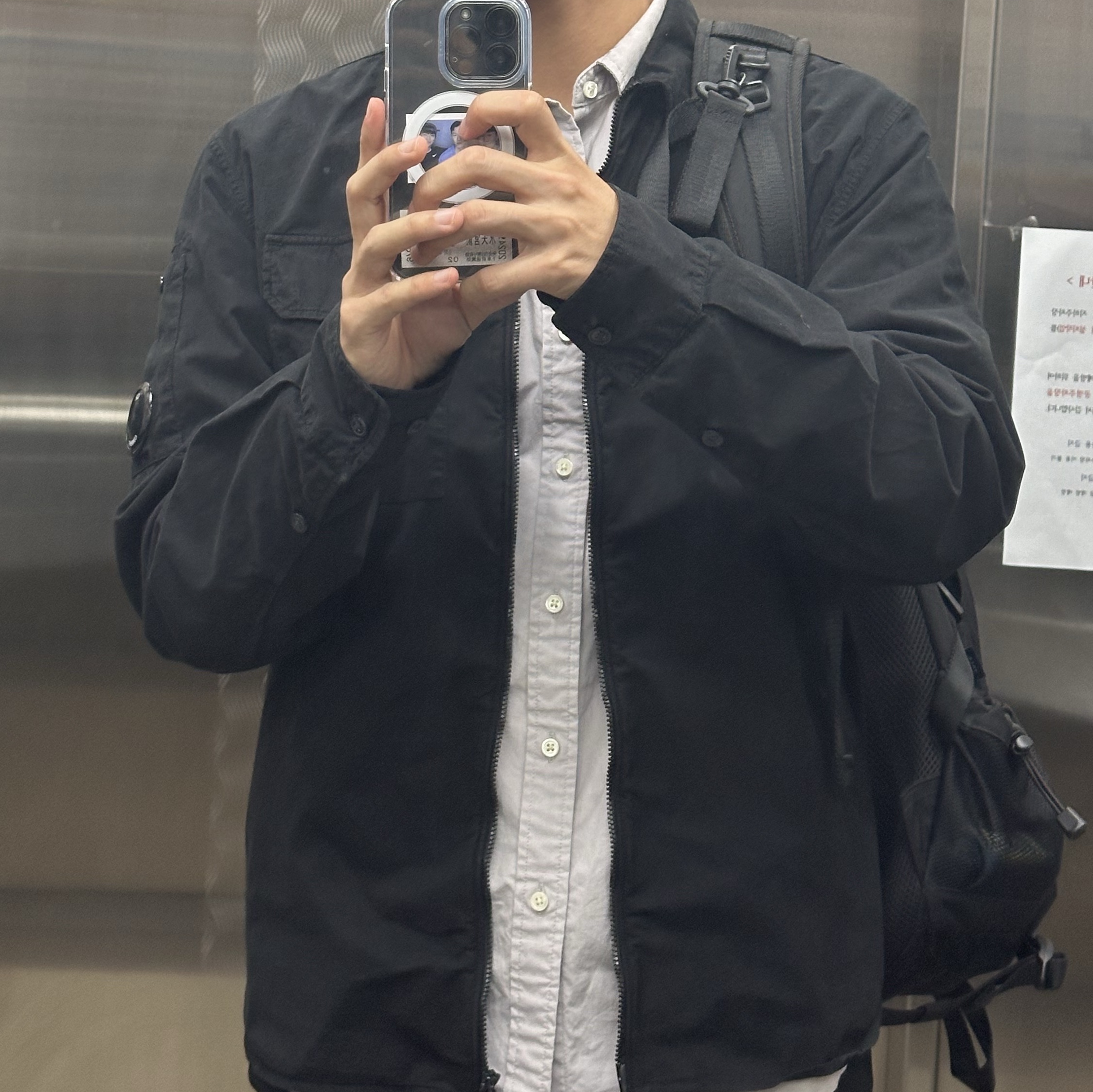 C.P. Company Gabardine Zipped Shirt Black - 23SS 착용 스타일