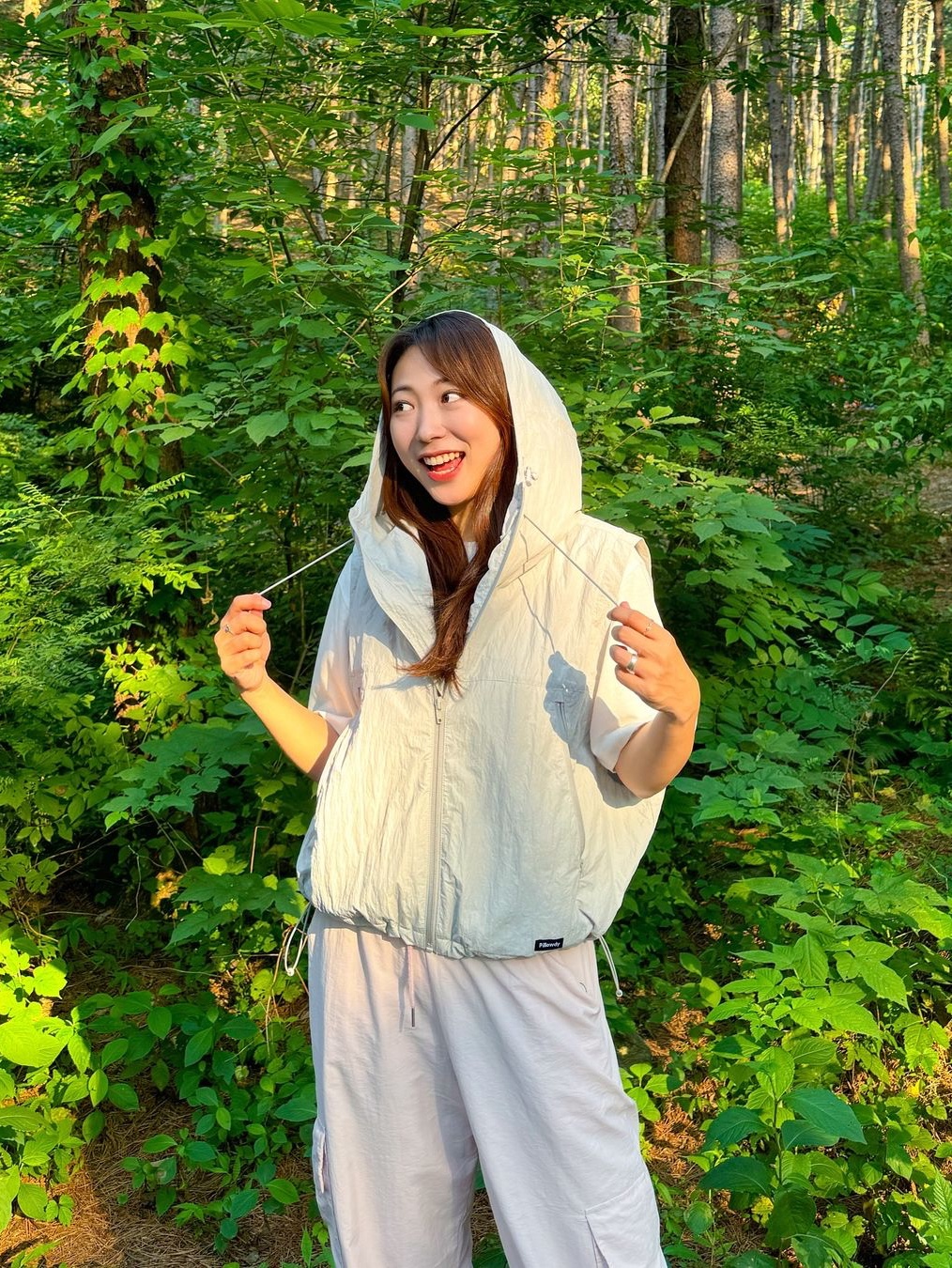 keek Pillowdy Utility Nylon Vest Gray 착용 스타일 - 3