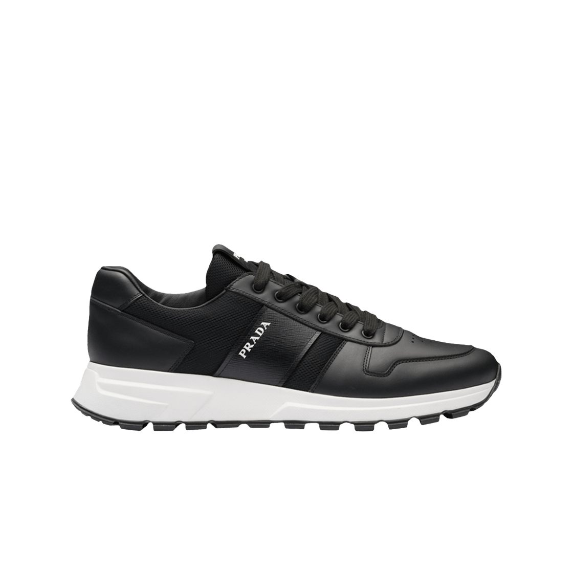 4E3571-3L3F-F0002 Prada Prax 01 Vitello Soft Leather Sneakers Black White