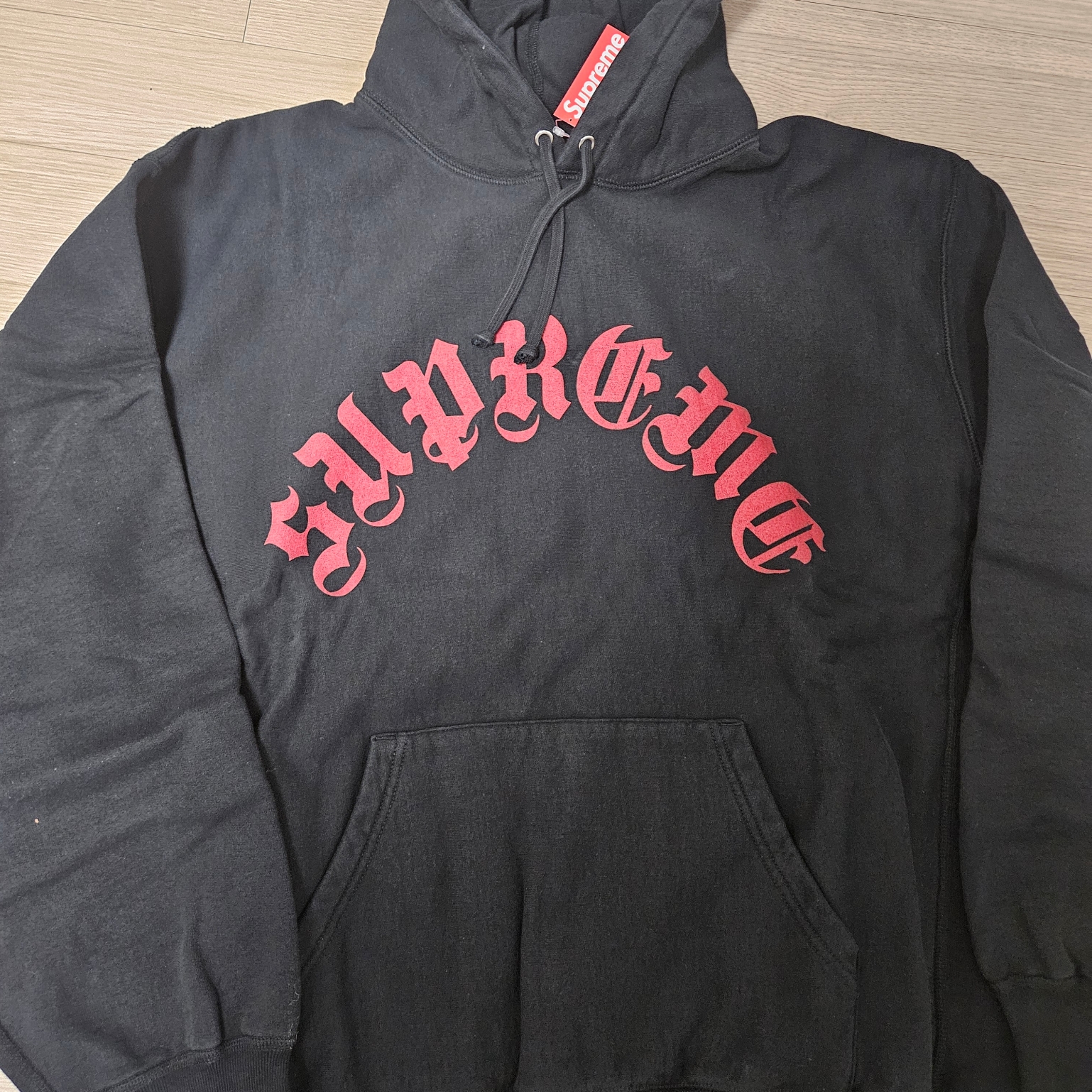 Supreme Printed Arc Hooded Sweatshirt Black - 24FW 착용 스타일