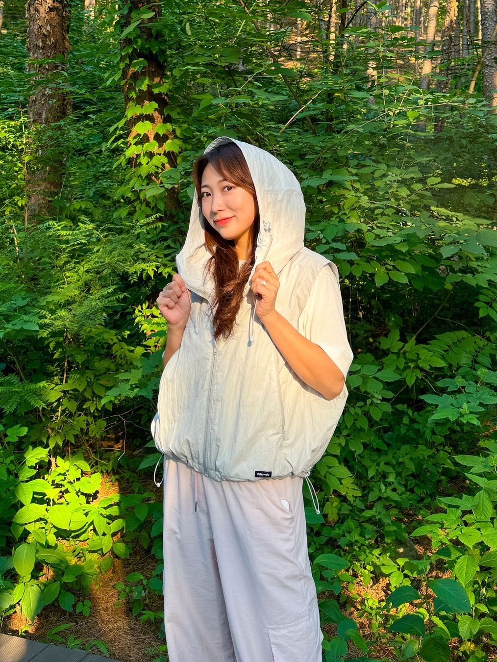 keek Pillowdy Utility Nylon Vest Gray 착용 스타일 - 1