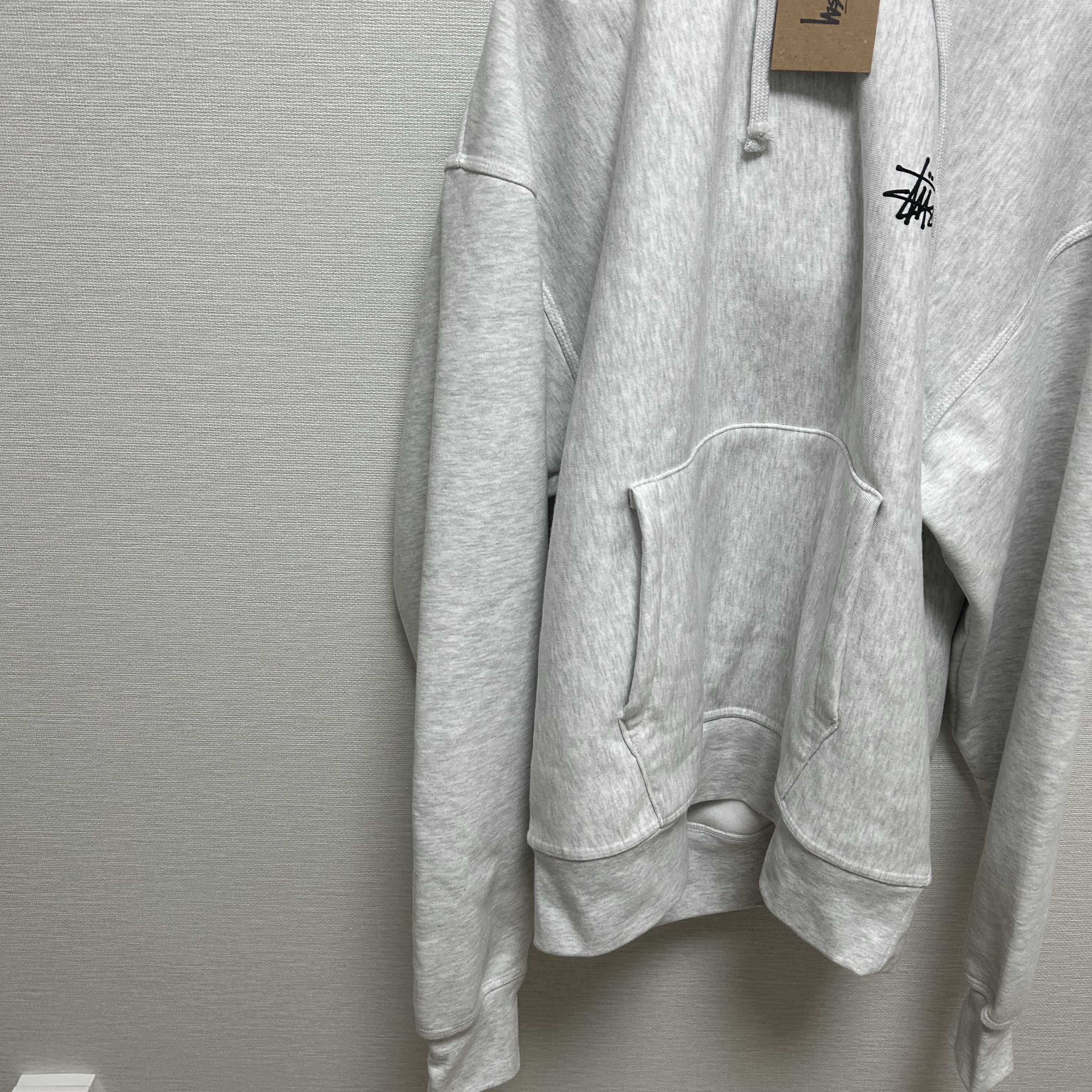 Stussy Basic Stussy Zip Hoodie Ash Heather 착용 스타일 - 1