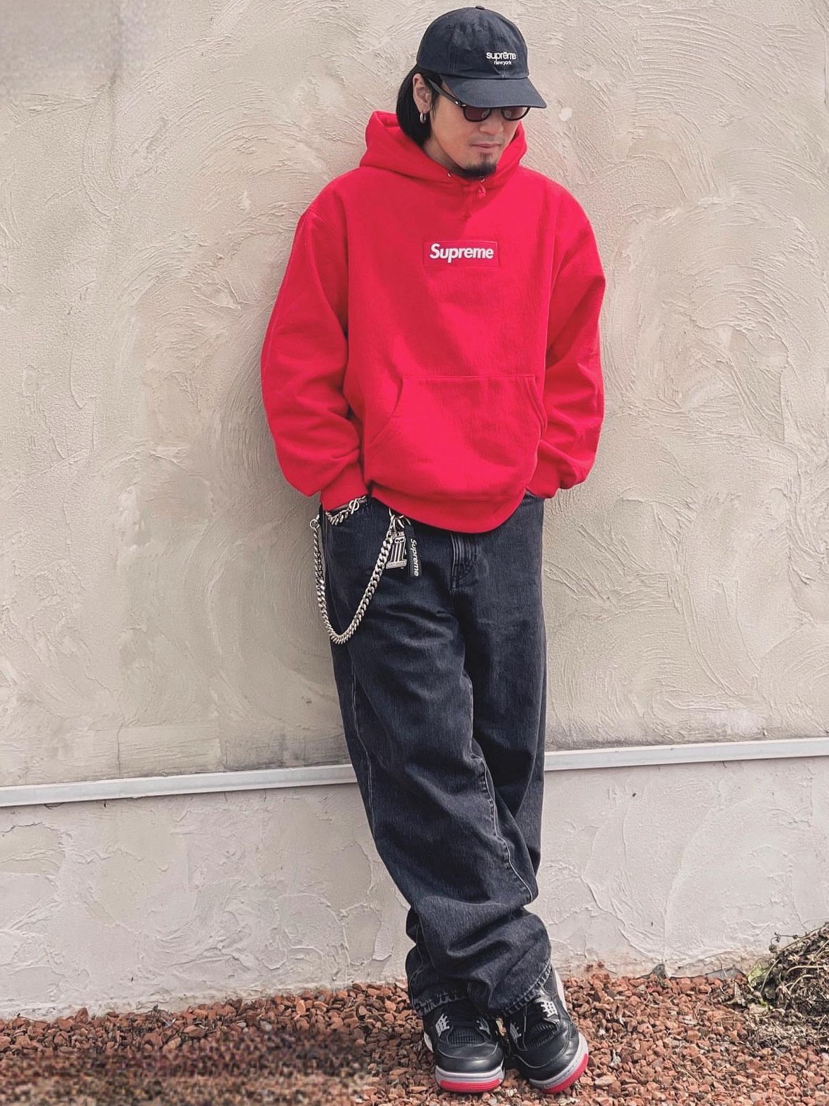 Supreme Box Logo Hooded Sweatshirt Red - 23FW 착용 스타일 - 1