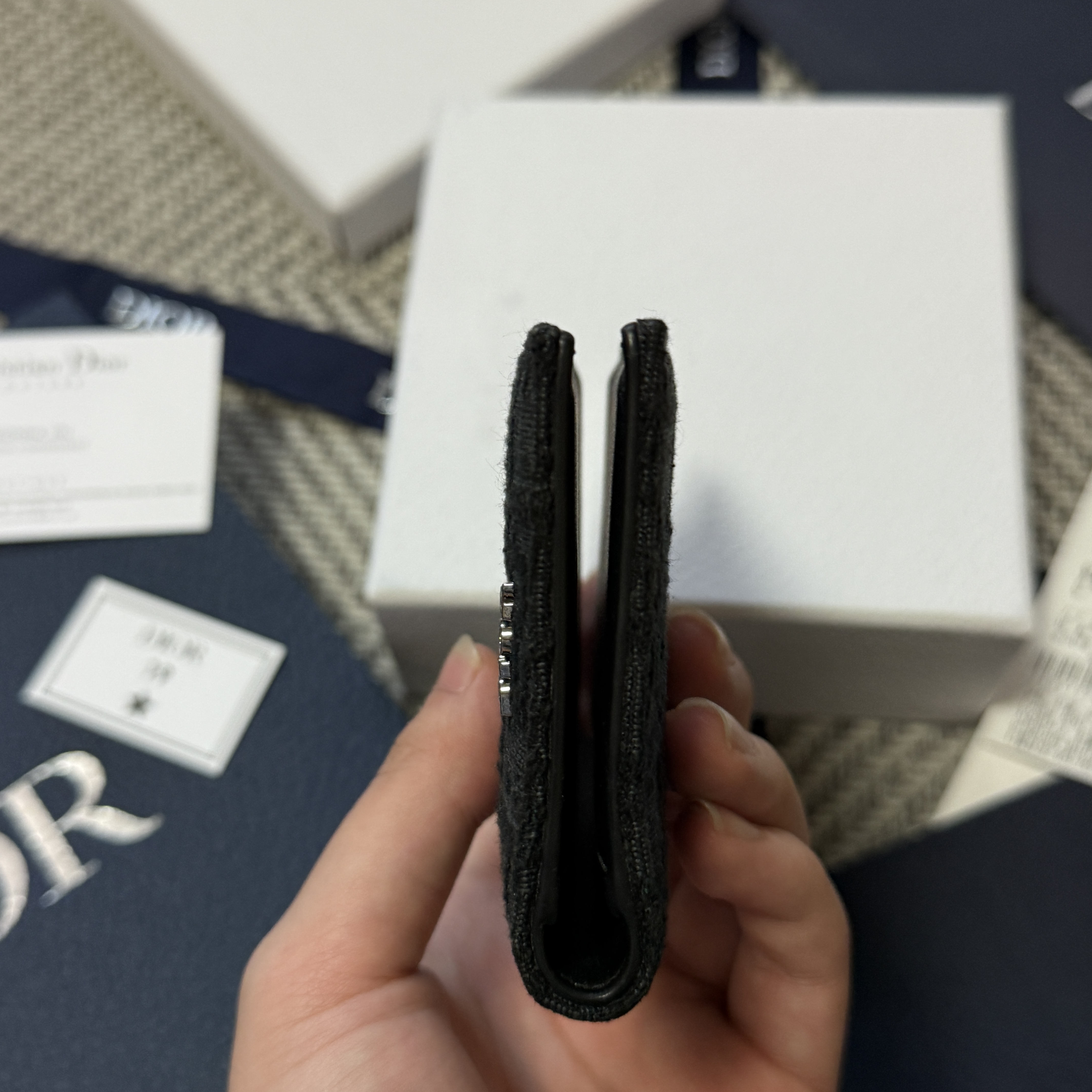 Dior Bi-Fold Card Holder Black Dior Oblique Jacquard 착용 스타일 - 9
