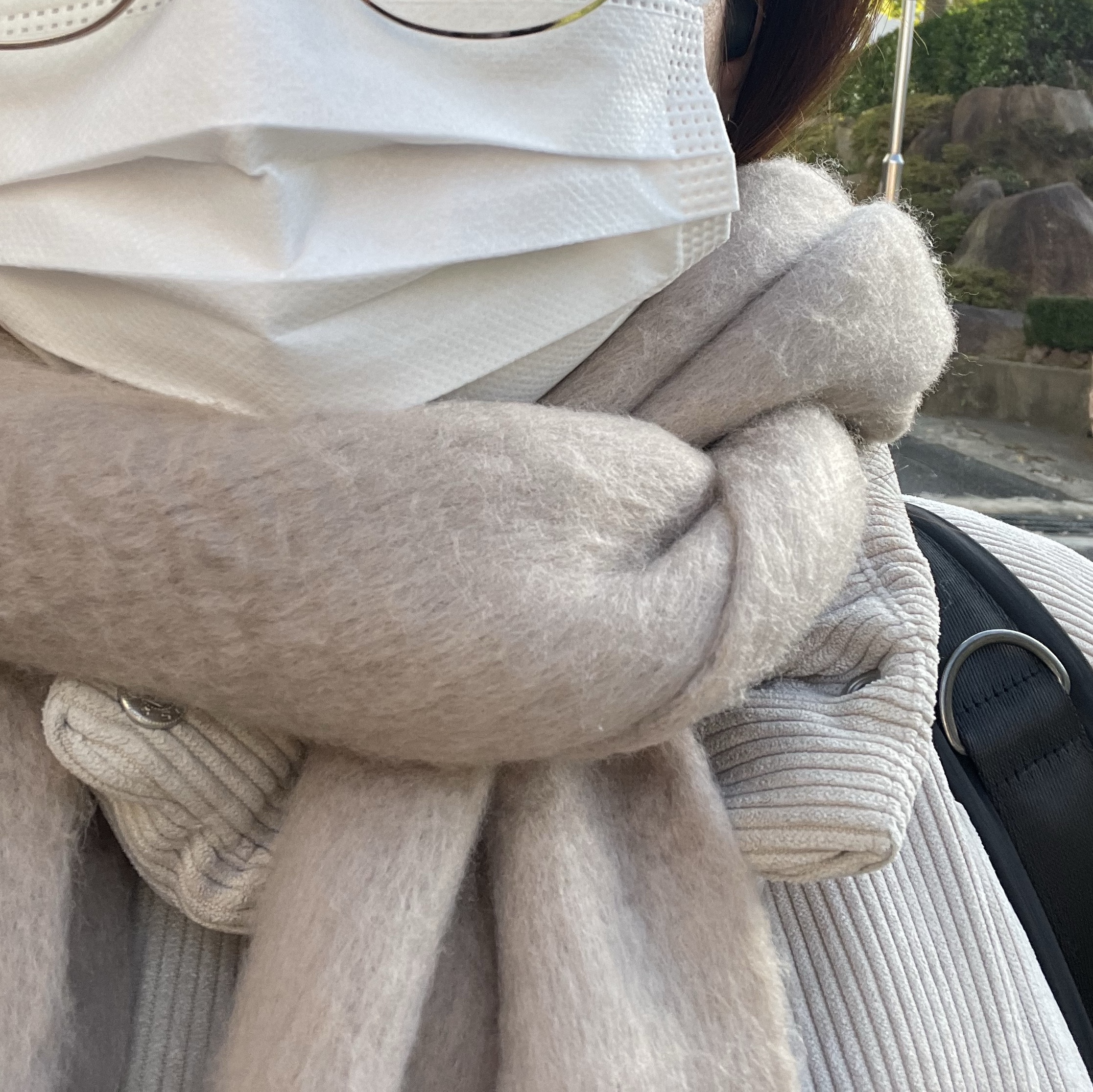 (W) Spao Corduroy Pastel Puffer Beige 착용 스타일