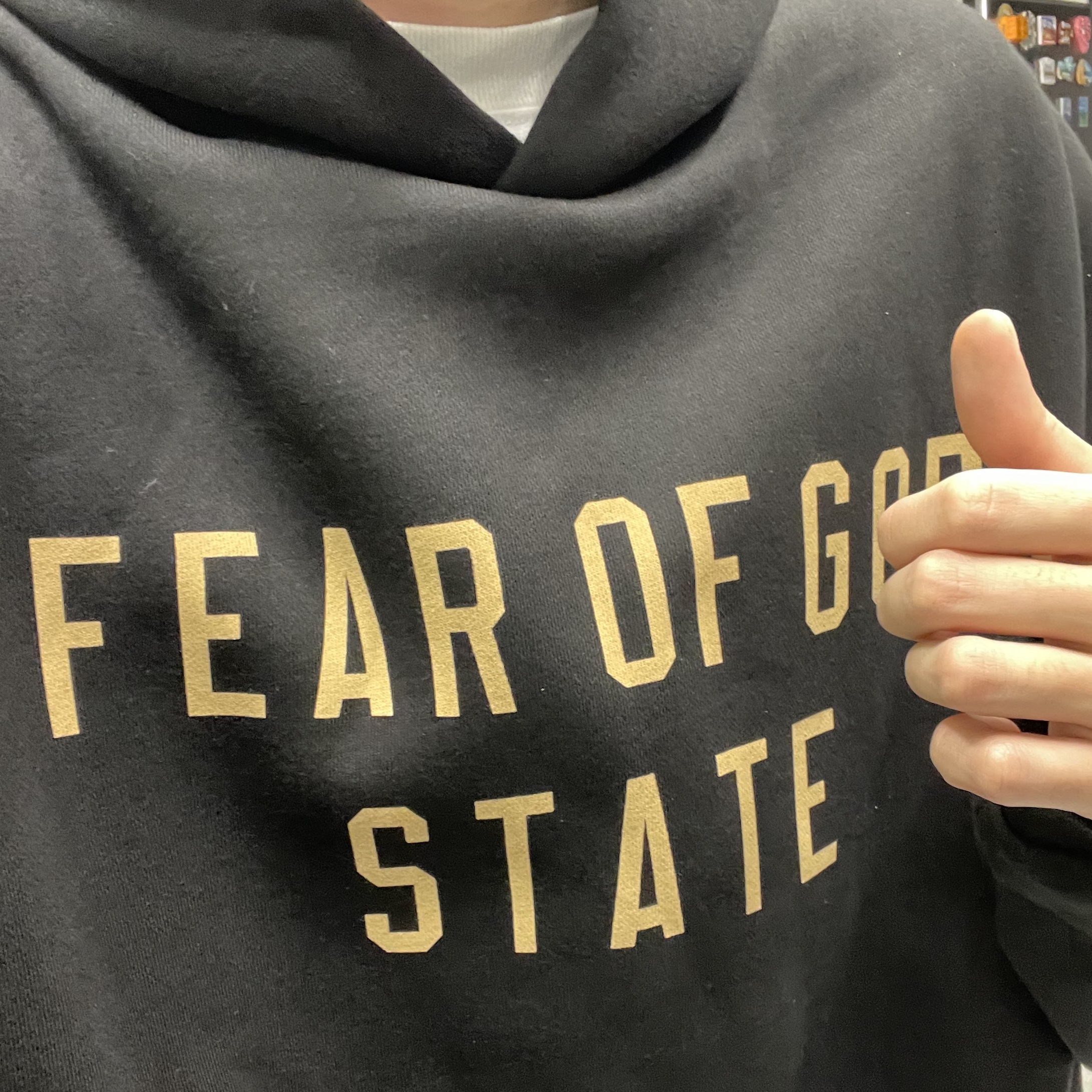 Essentials Fleece State Hoodie Black - 24FW 착용 스타일