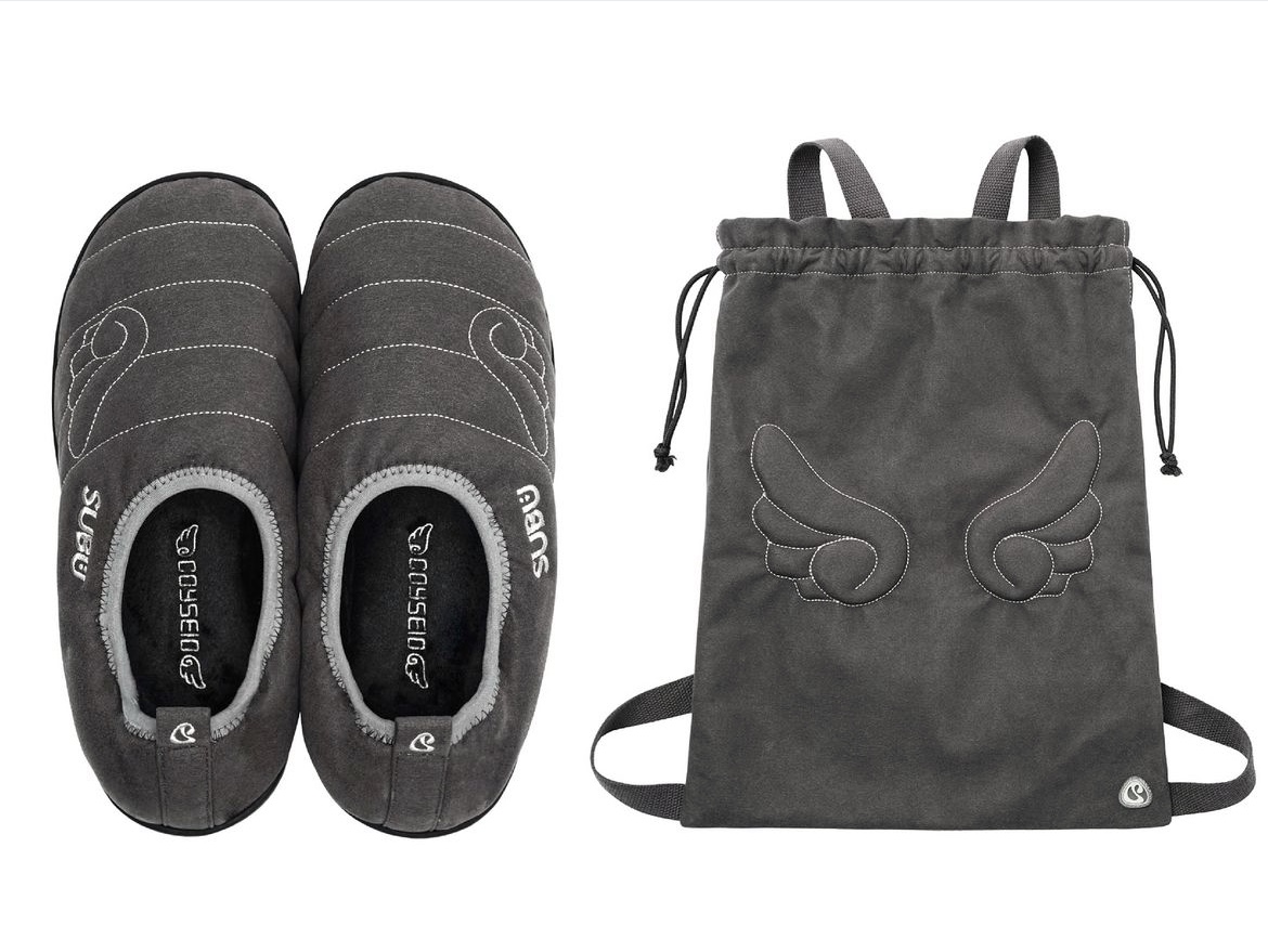 Subu x Coyseio Angel Wing Padding Shoes Charcoal, Subu x Coyseio Multi Star Padding Shoes Black 착용 스타일 - 2