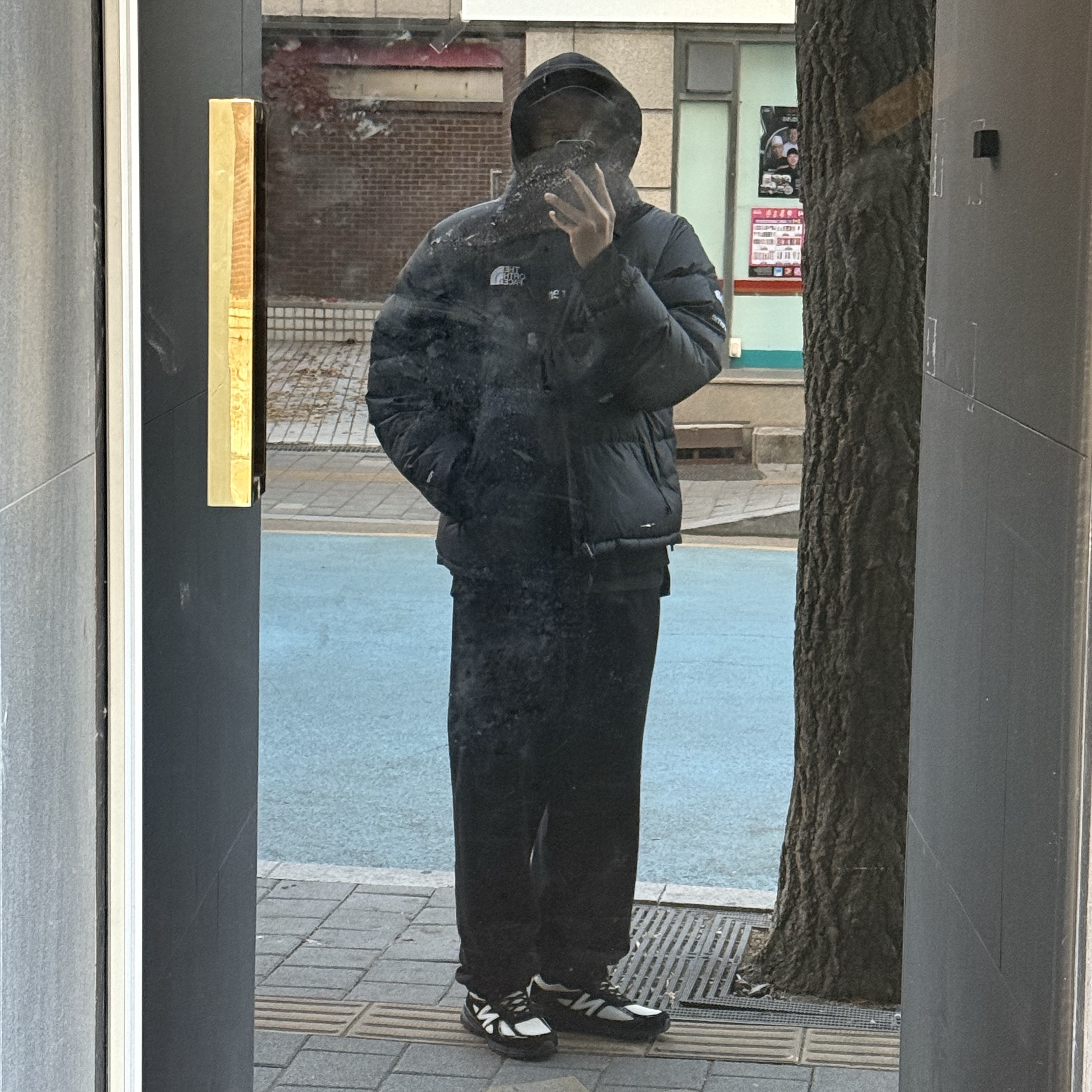 Supreme x The North Face Split Nuptse Jacket Black - 24SS, Supreme Box Logo Hooded Sweatshirt Black - 23FW 착용 스타일