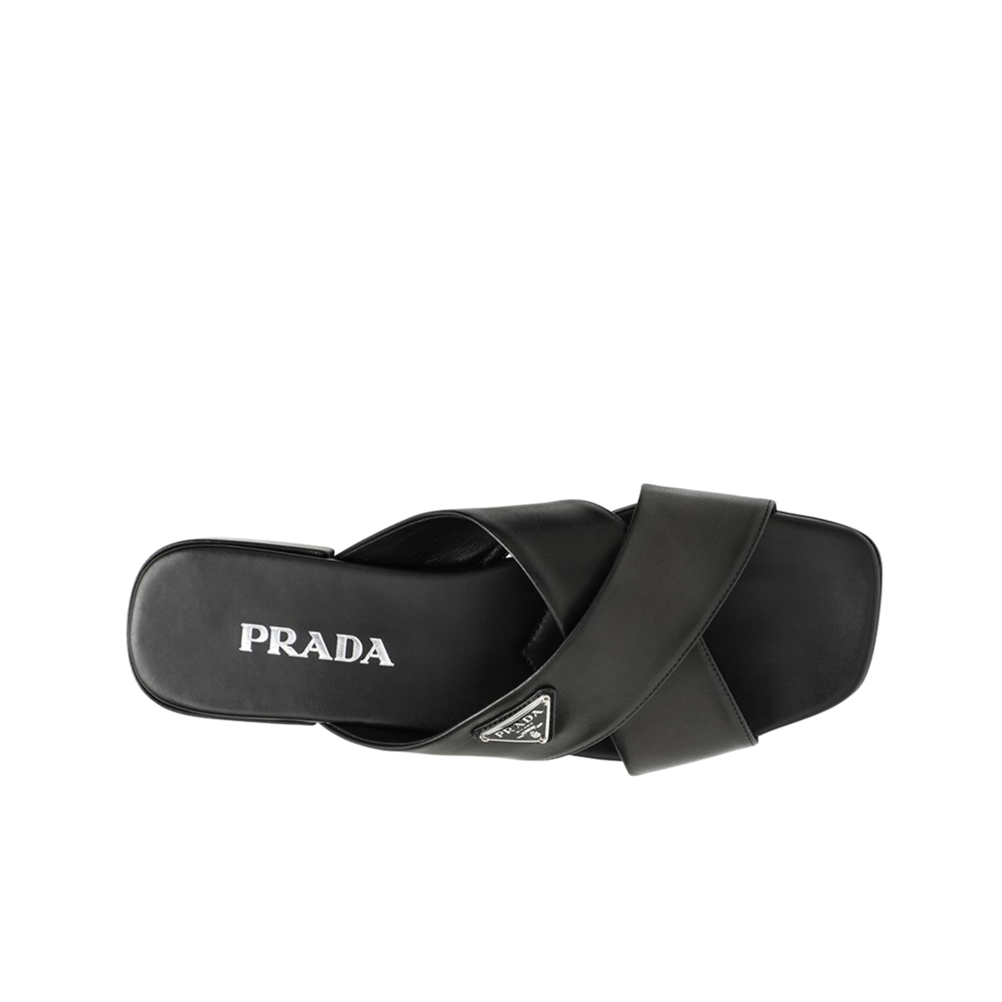 (W) 프라다 로고 크로스 샌들 블랙((W) Prada Logo Cross Sandals Black) - 2