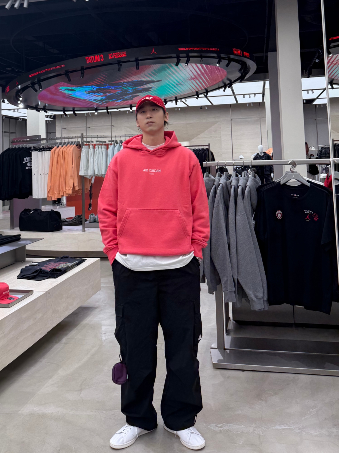 Jordan Wordmark Fleece Hoodie Light Steel Grey - Asia 착용 스타일 - 1